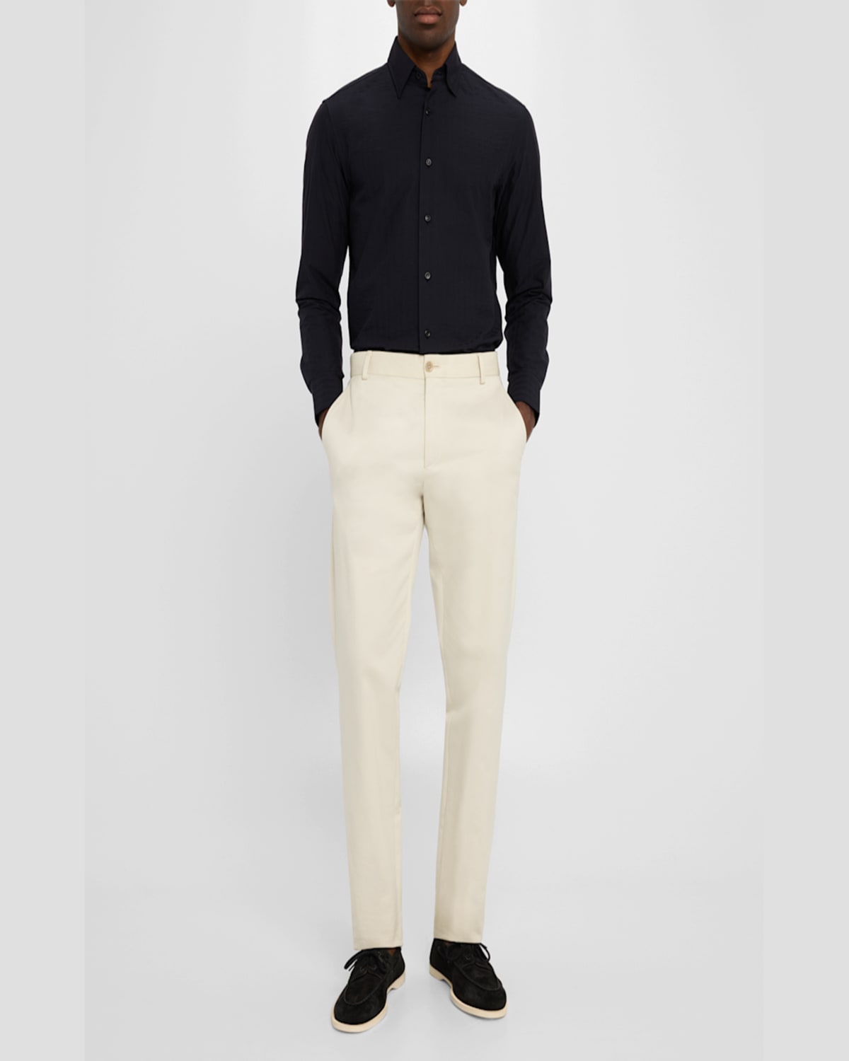 Brioni Men's Cotton Tonal Stripe Sport Shirt In Black