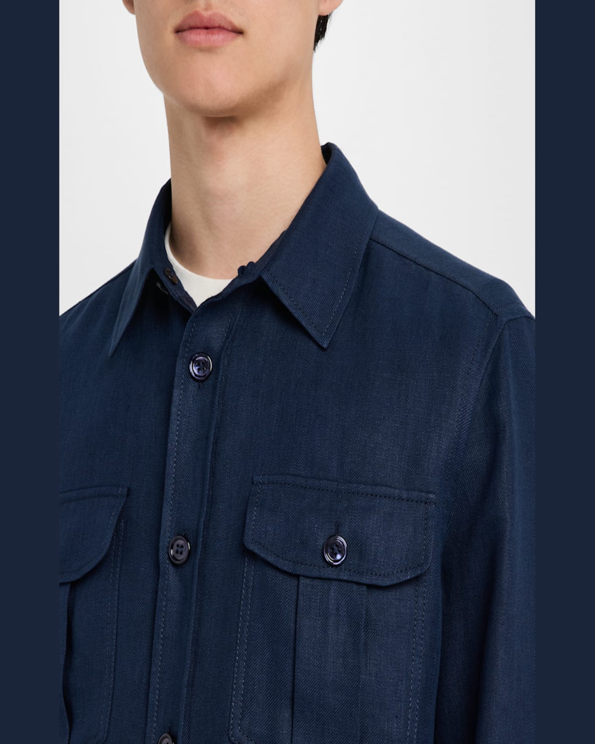 Brioni Wool Twin-pocket Overshirt In Blue