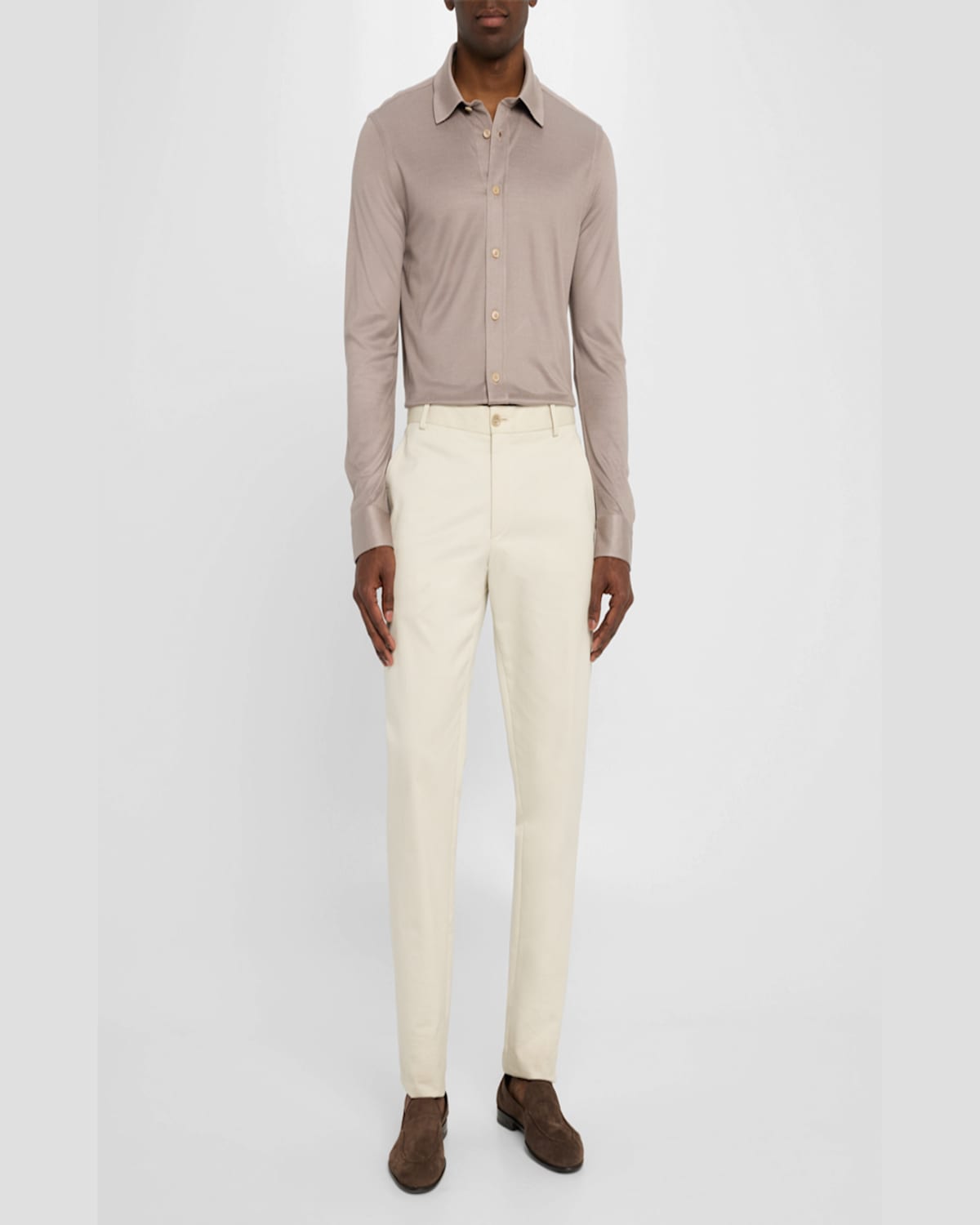 Brioni Men's Silk Pique Sport Shirt In Sand