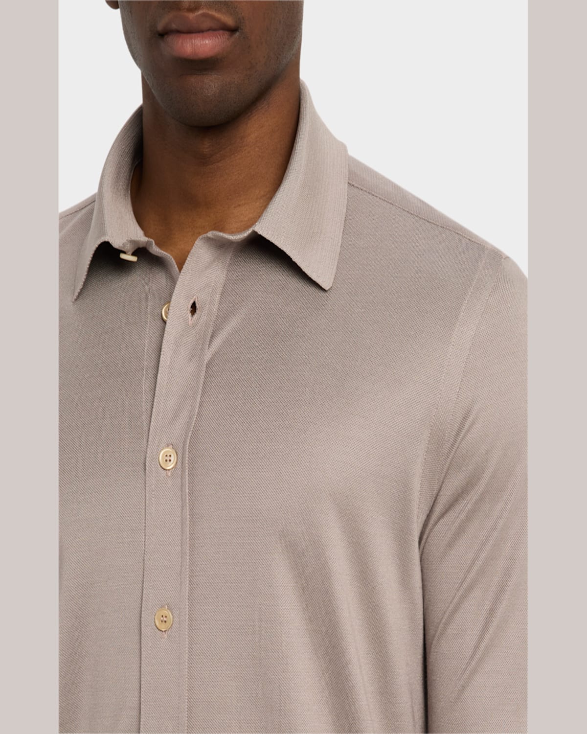 Brioni Men's Silk Pique Sport Shirt In Sand
