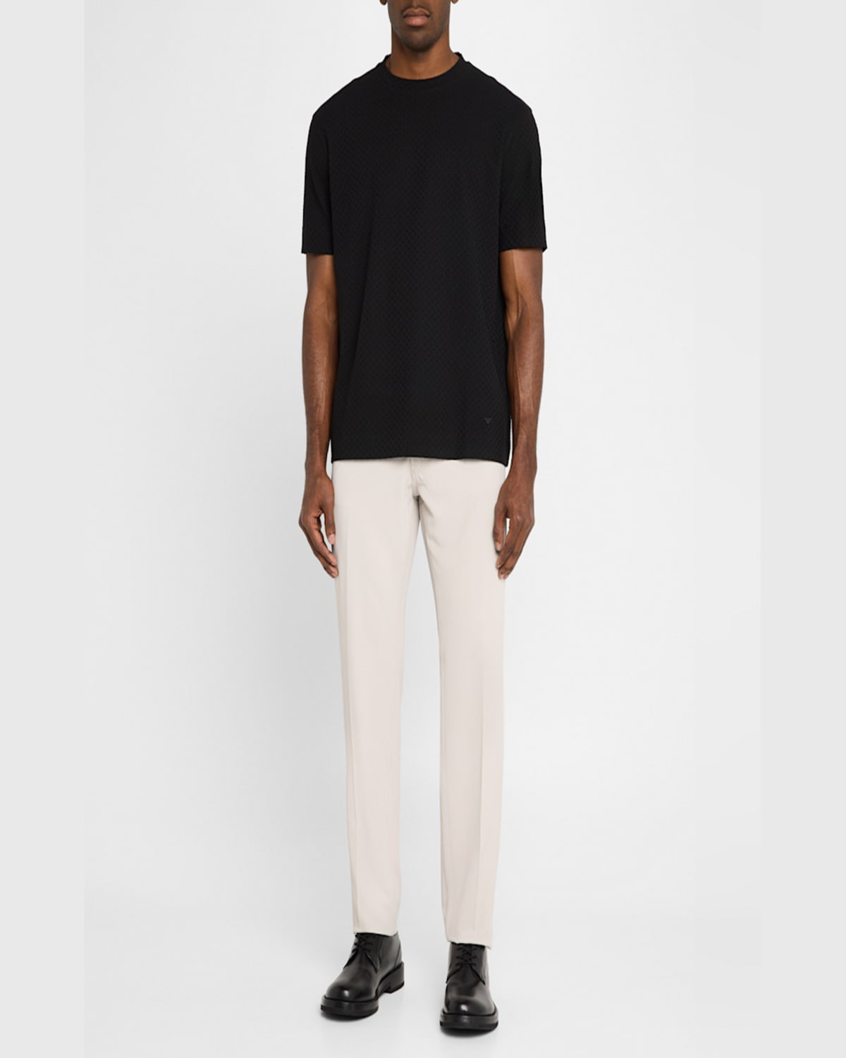 Emporio Armani Regular Fit Stretch Cannette Trousers In Silver