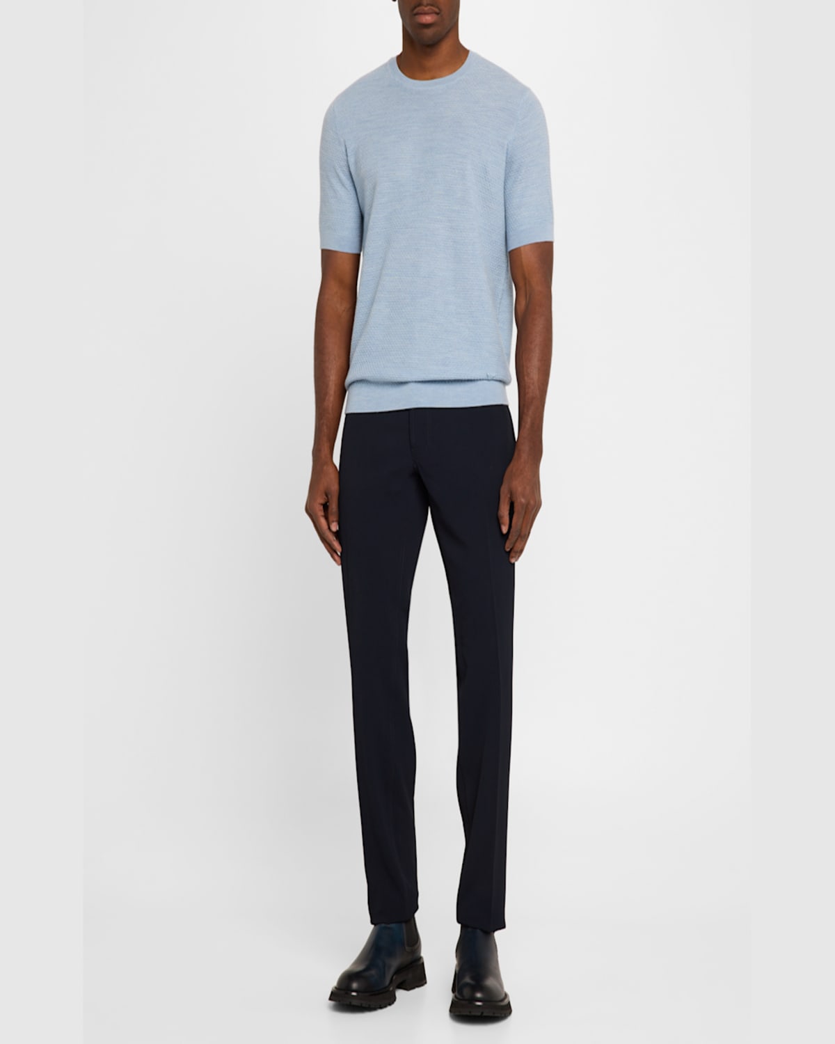Emporio Armani Regular Fit Stretch Cannette Trousers In Silver
