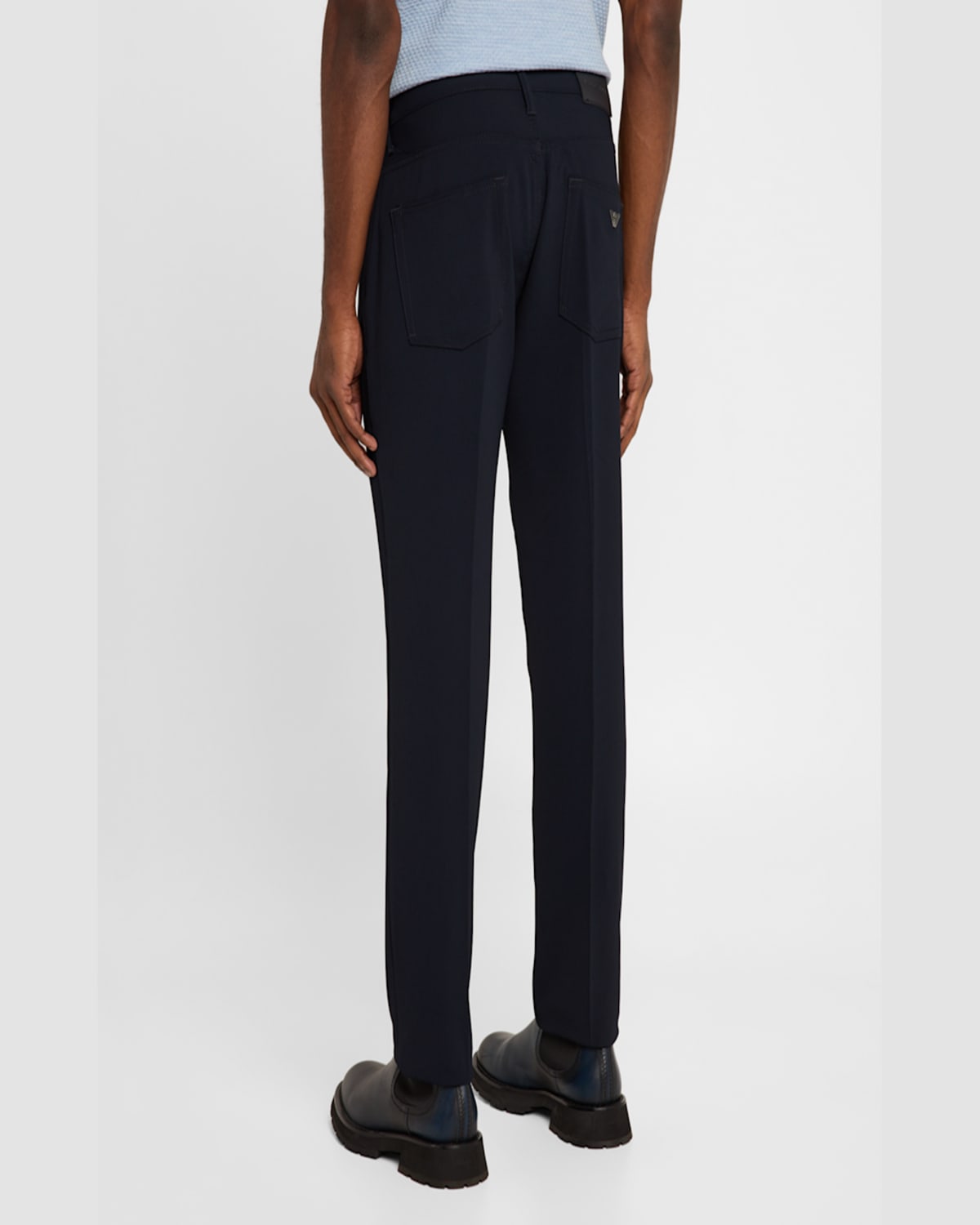 Emporio Armani Regular Fit Stretch Cannette Trousers In Silver