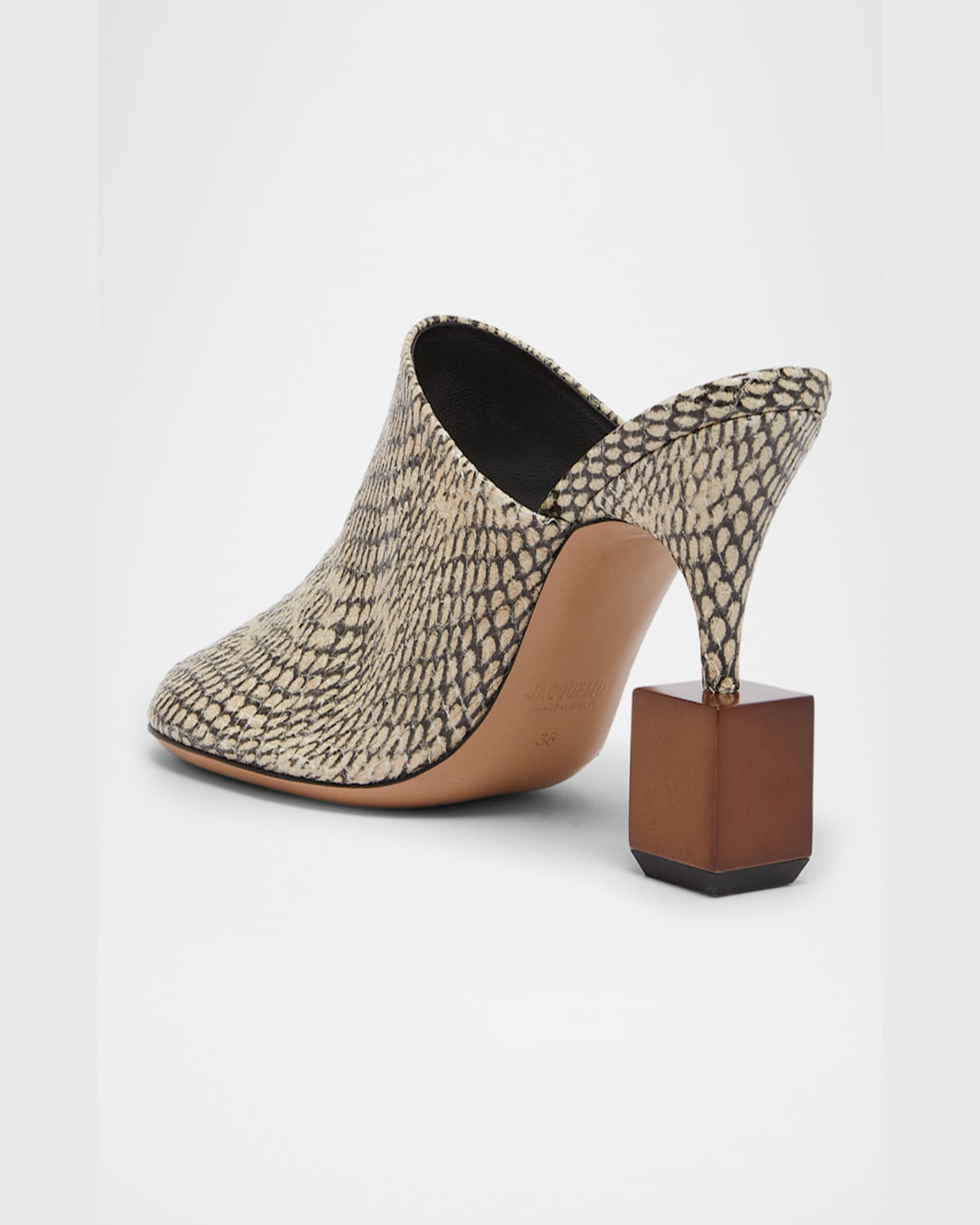 Jacquemus 'les Bisou' Multicolor Mules With Snakeskin Effect And High Heel In Beige