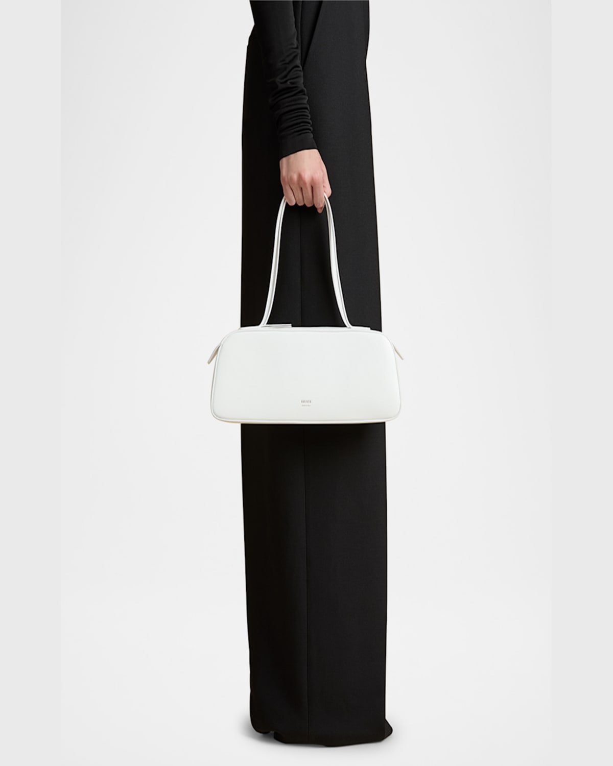 Khaite Simona Crackle Patent Leather Shoulder Bag In 131 Optic White