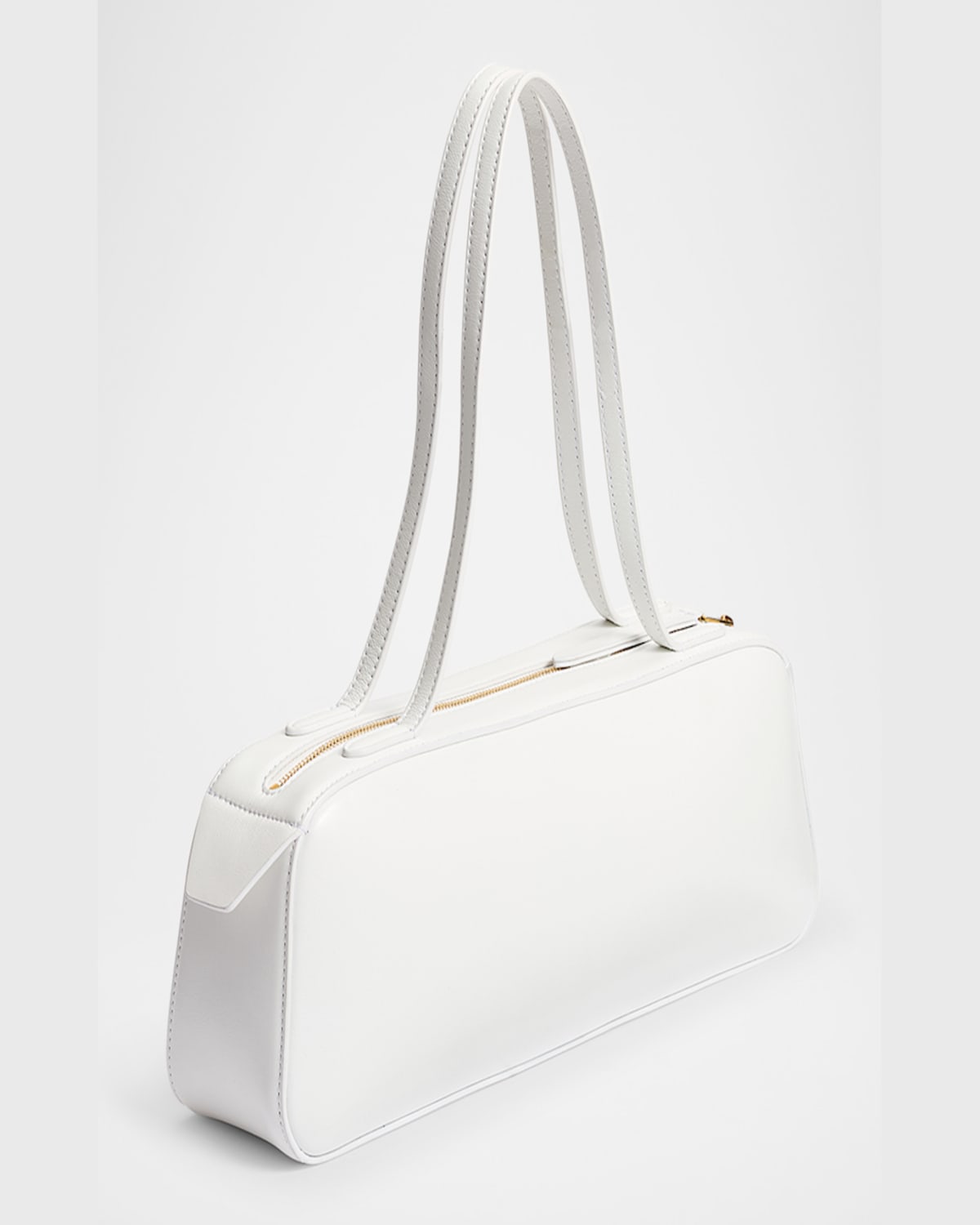 Khaite Simona Crackle Patent Leather Shoulder Bag In 131 Optic White