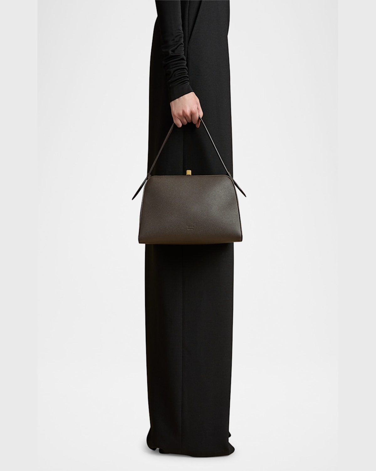 Khaite Cate Textured Leather Top Handle Bag In 950 Dark Brown