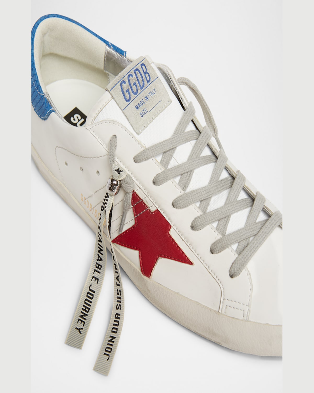 Golden Goose Bio Superstar Sneakers In White/red/blue