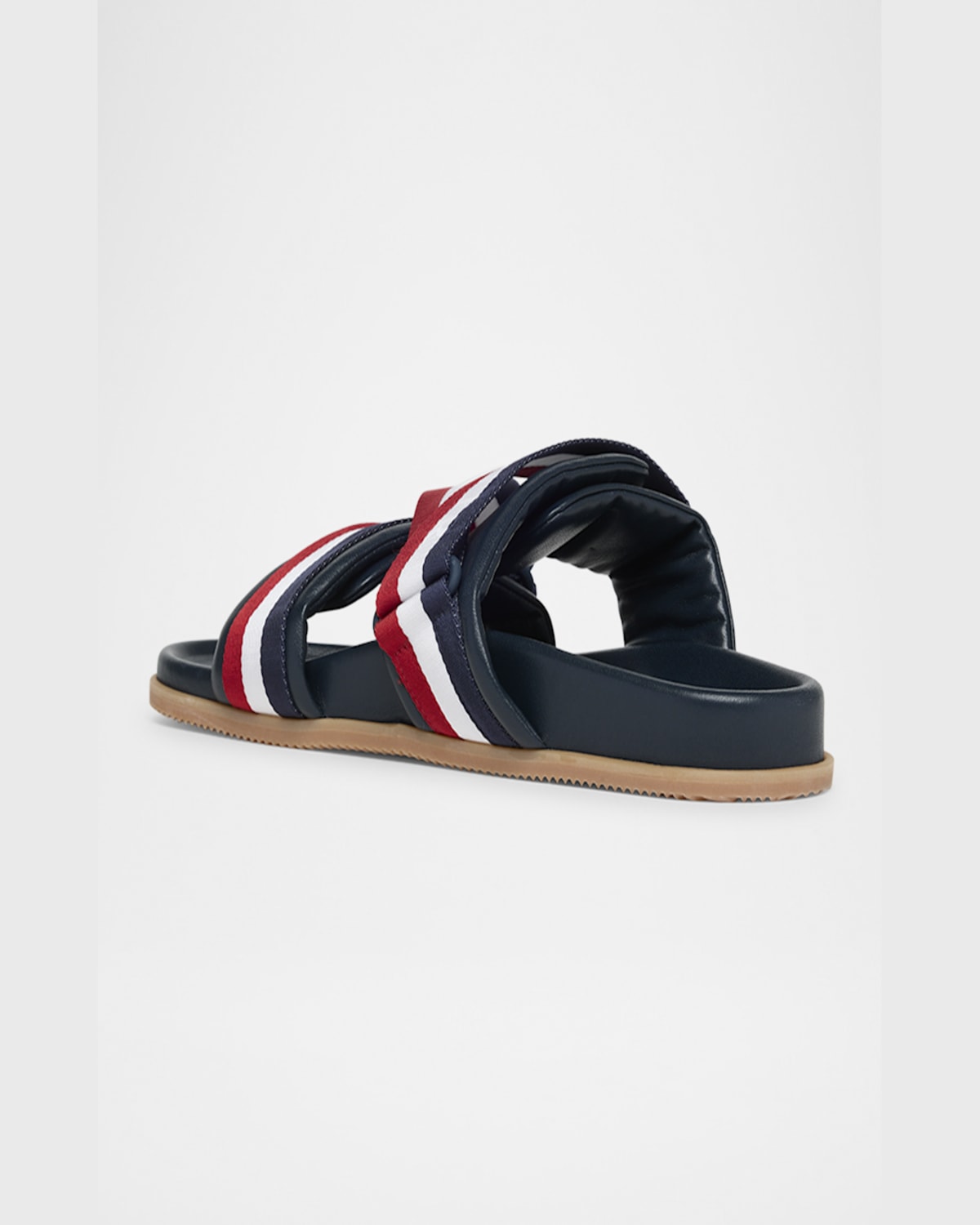 Moncler Blue Leather Mon Summer Sliders In Multi