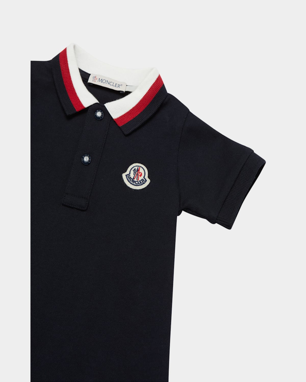 Moncler Boy's Pique Polo Playsuit In Navy Blue