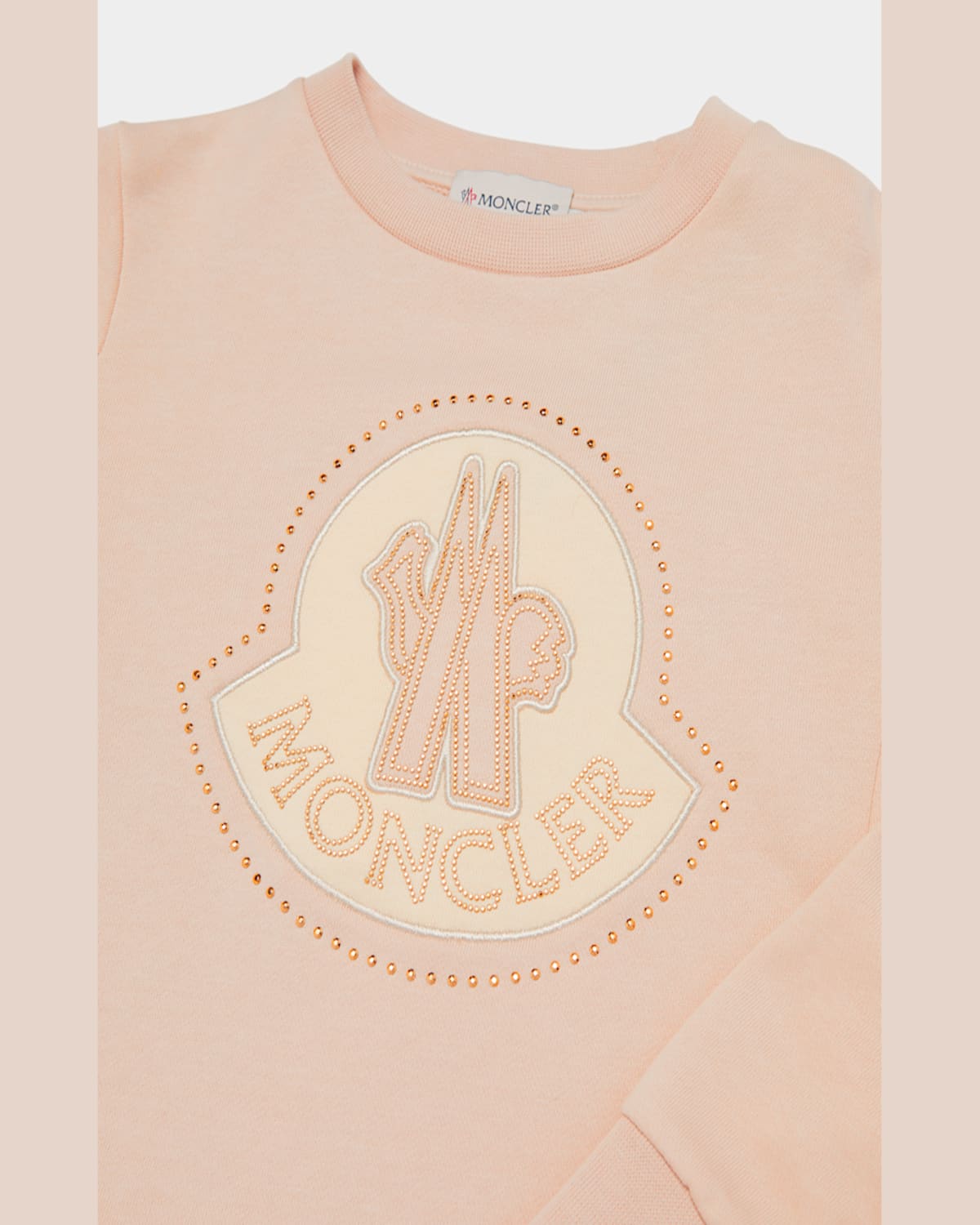 Moncler Girl's Sweatshirt W/ Studded Logo-bell In Light Pink
