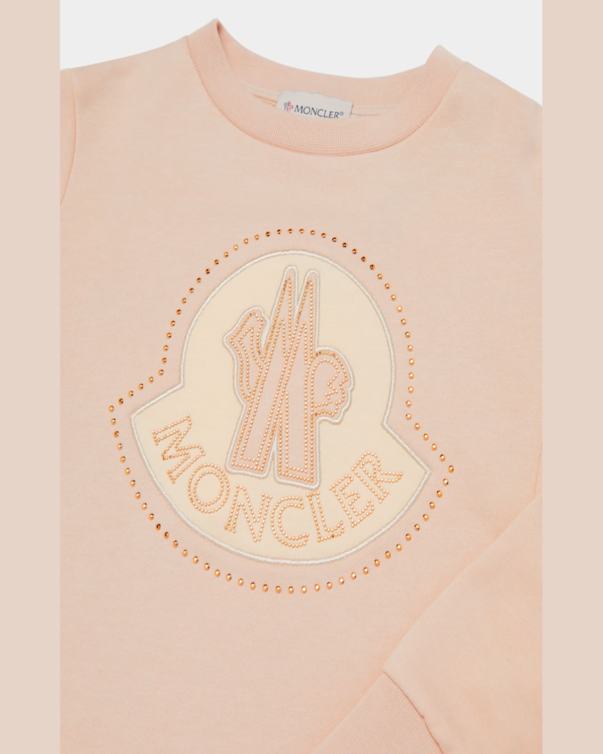 Moncler Girl's Sweatshirt W/ Studded Logo-bell In Light Pink