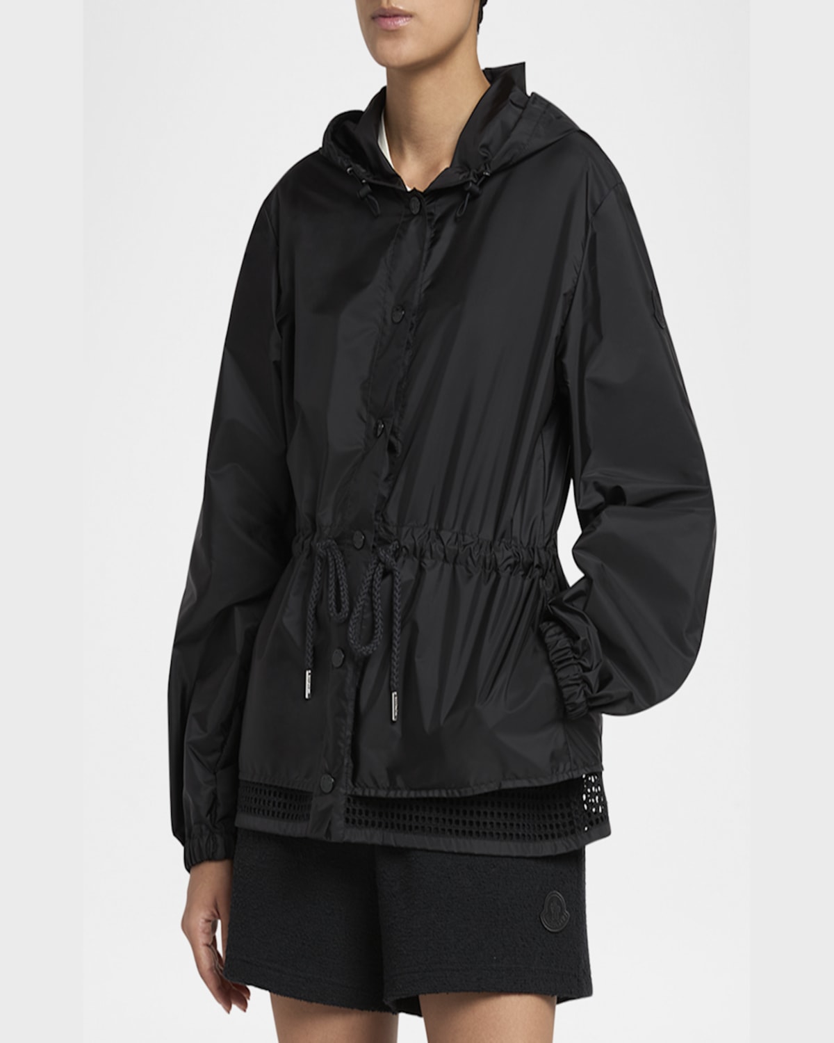 Moncler Rochebonne Hooded Drawstring Jacket In Black