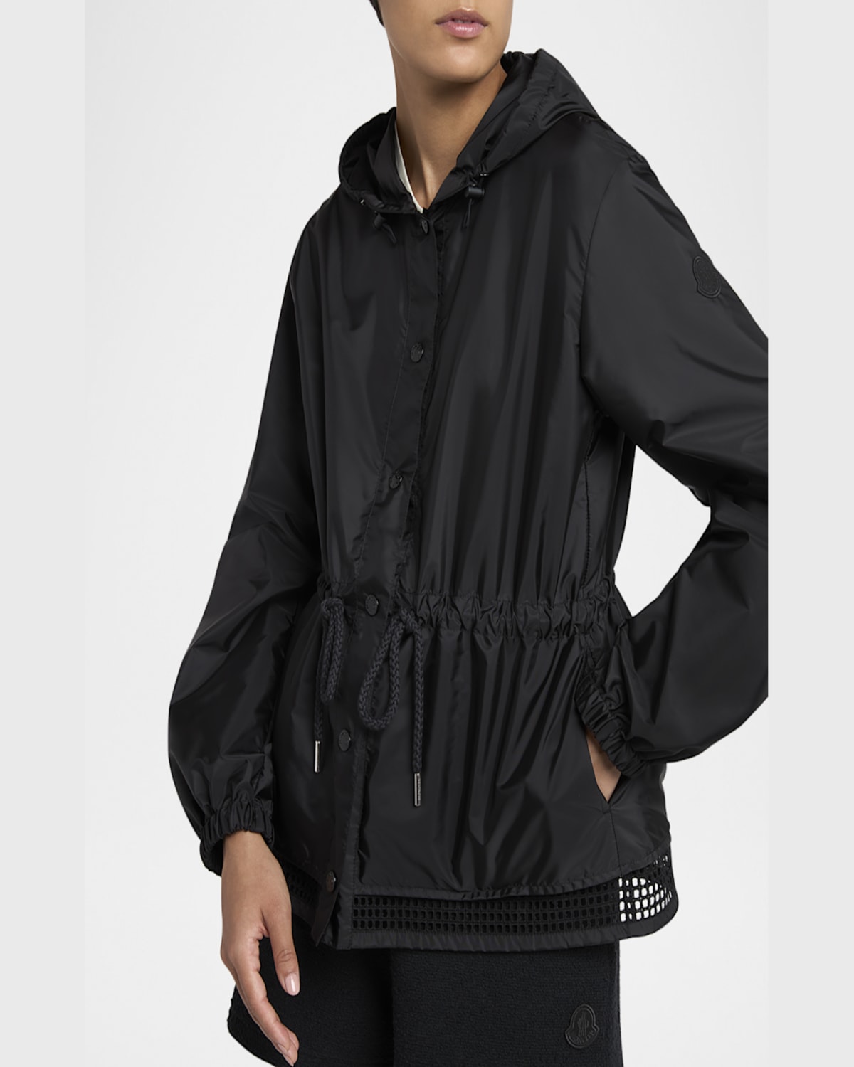 Moncler Rochebonne Hooded Drawstring Jacket In Black