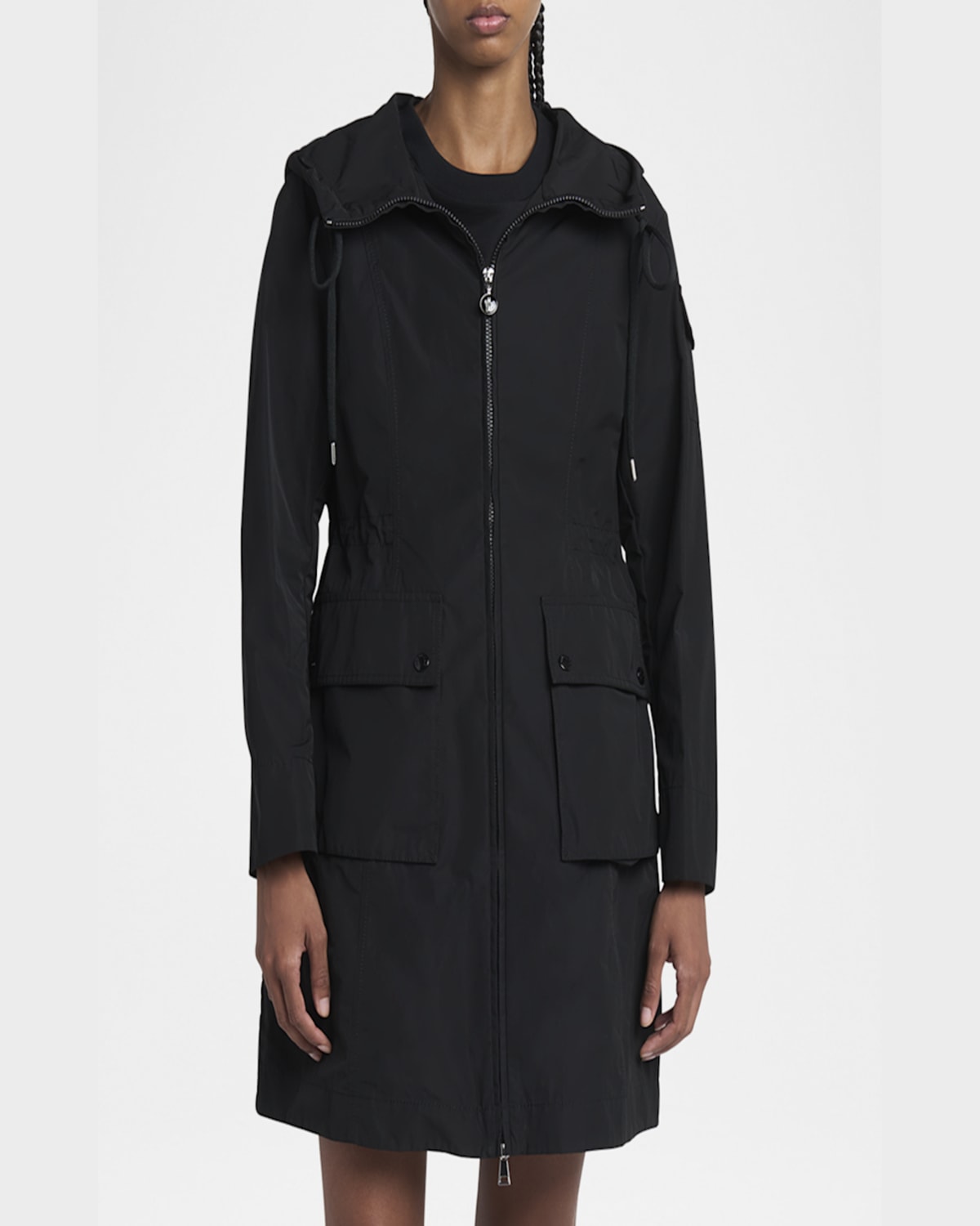 Moncler Laerte Long Hooded Parka In Black
