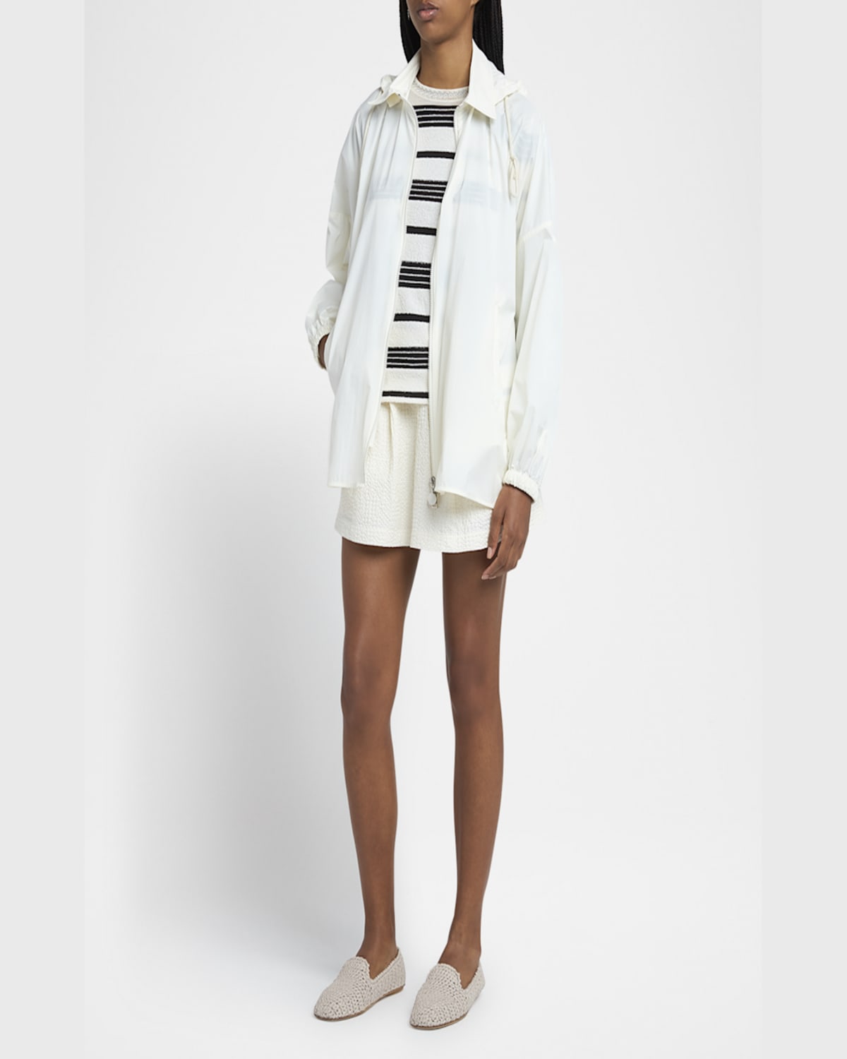Moncler Water-repellent Shirt With Removable Hood In White