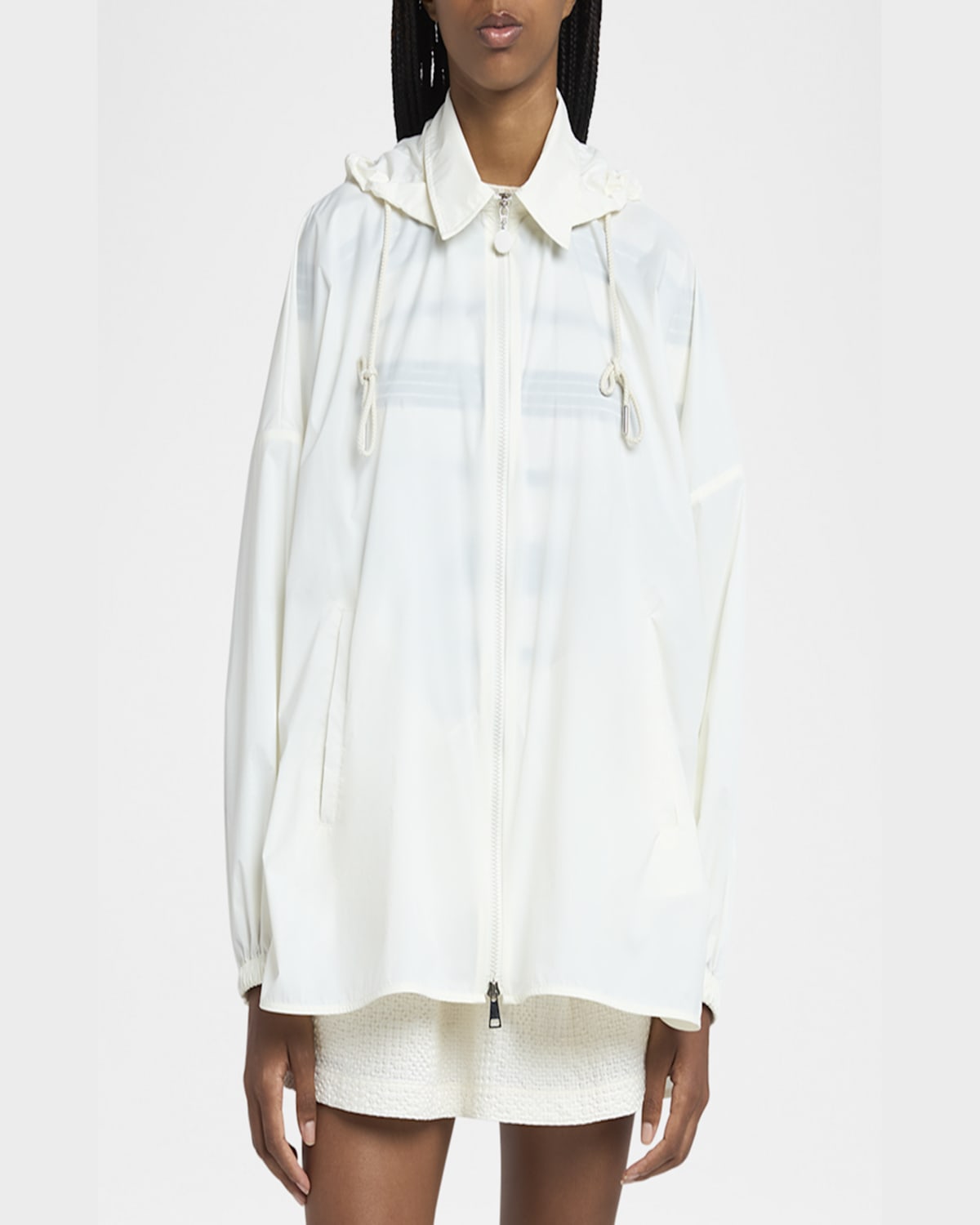 Moncler Water-repellent Shirt With Removable Hood In White