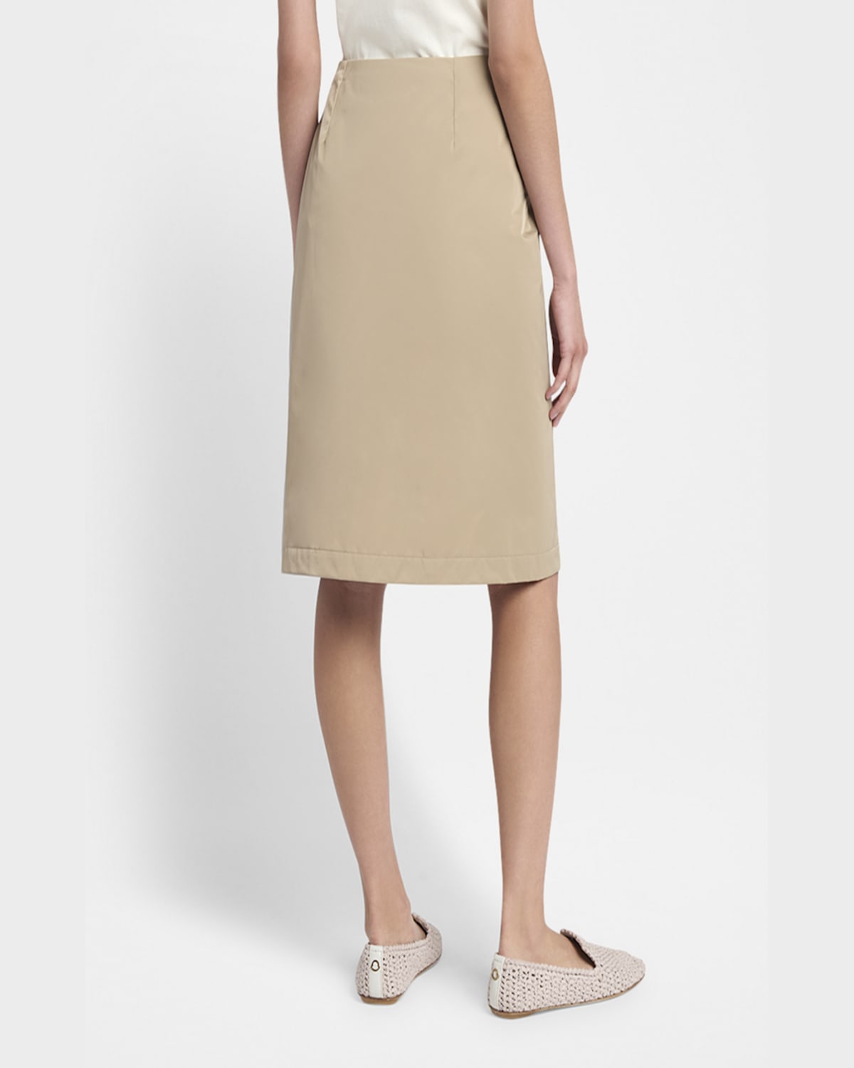 Moncler Tech Zip-up Midi Skirt In Brown