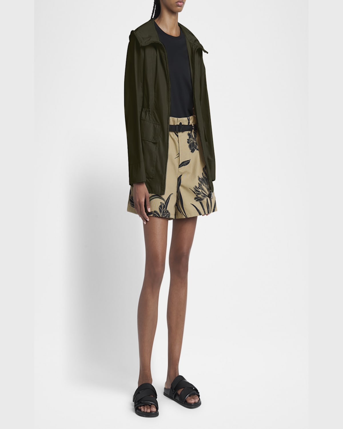 Shop Moncler Leandro Short Hooded Parka In Green