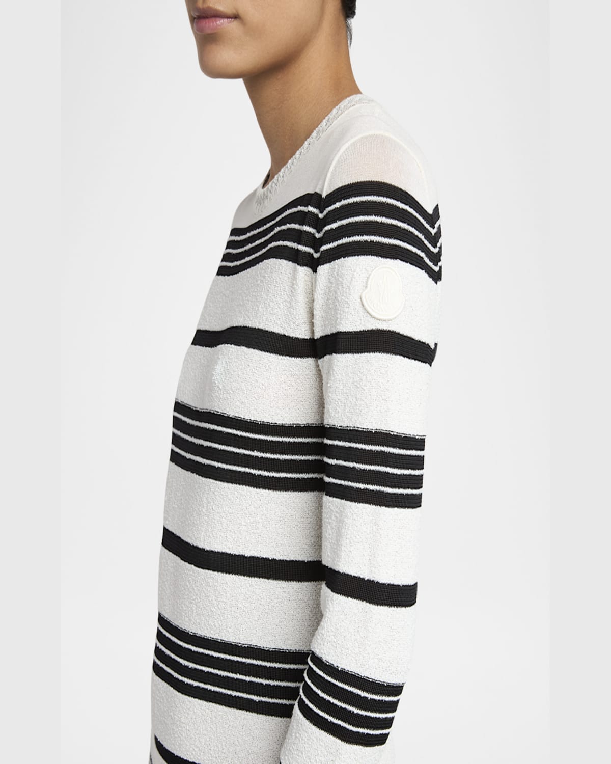 Moncler Stripe Long-sleeve Midi Dress In Dark Grey