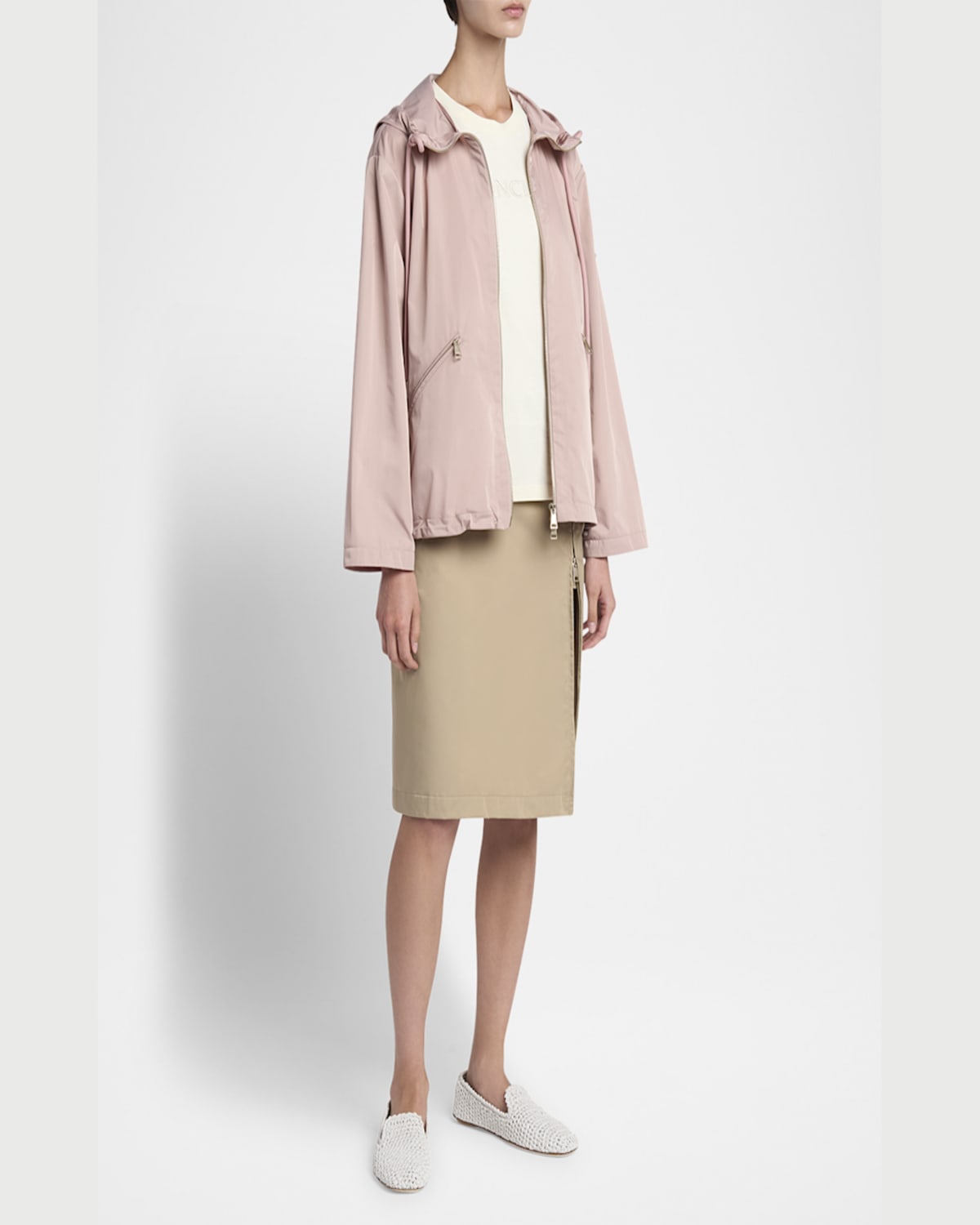 Moncler Cassiopea Hooded Jacket In Light Pink