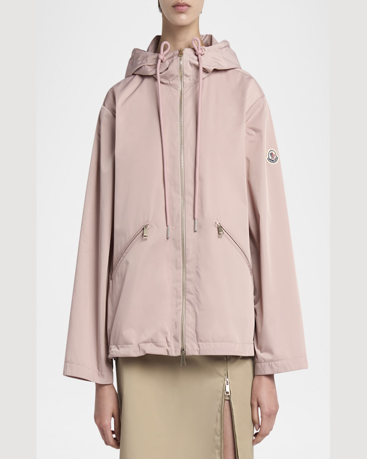 Moncler Cassiopea Hooded Jacket In Light Pink