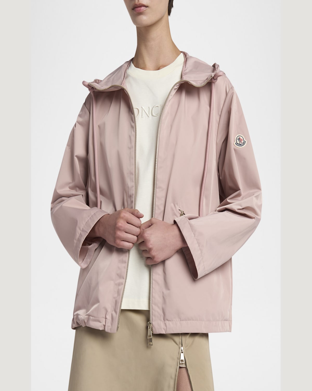 Moncler Cassiopea Hooded Jacket In Light Pink