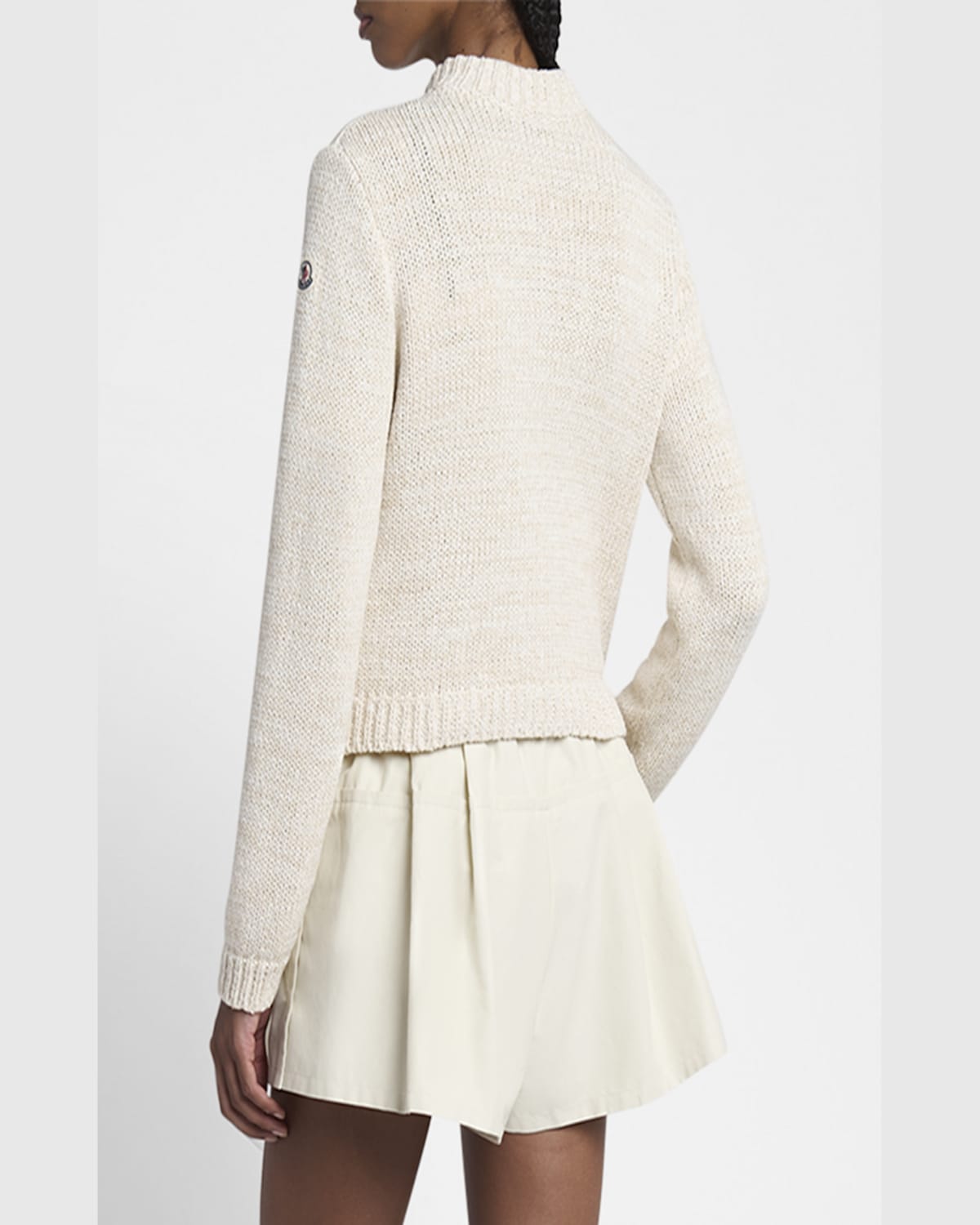 Moncler Quilted Knit Zip Cardigan In Natural