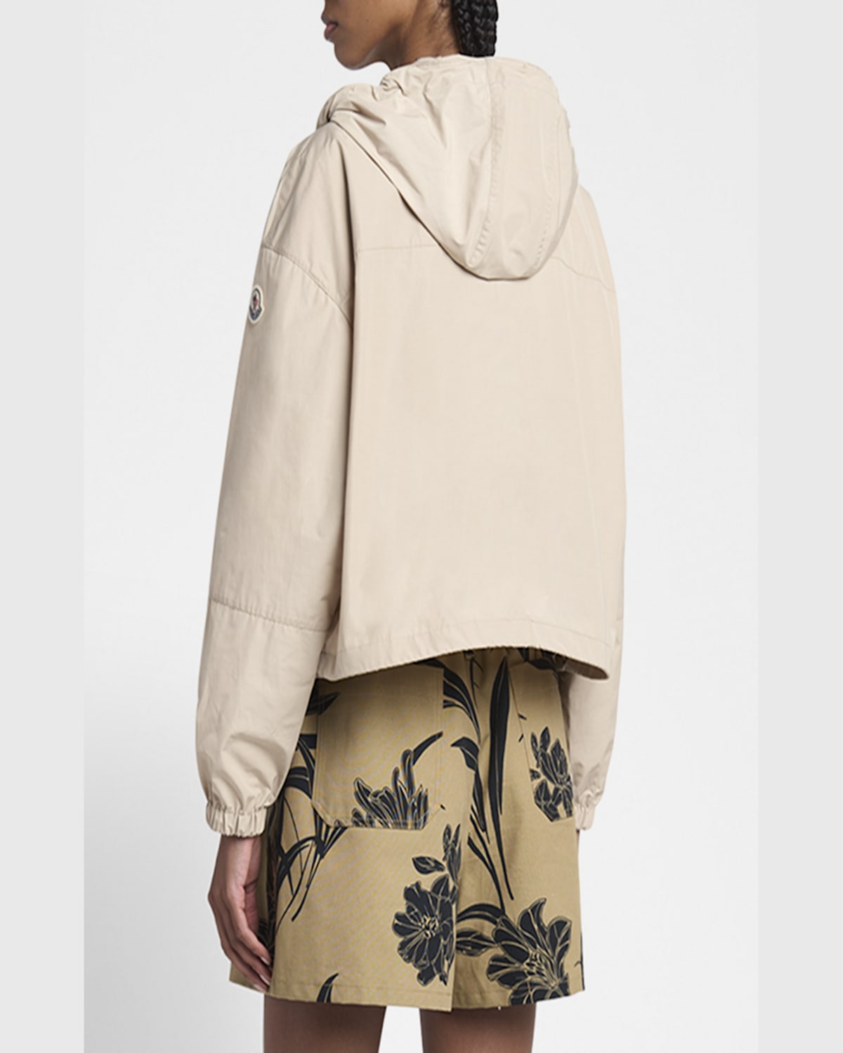 Moncler Sauvan Hooded Cotton Blend Jacket In Beige
