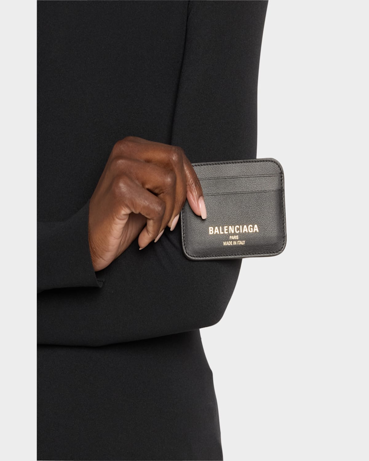 Balenciaga Cash 2.0 Leather Card Holder In 1000 Black