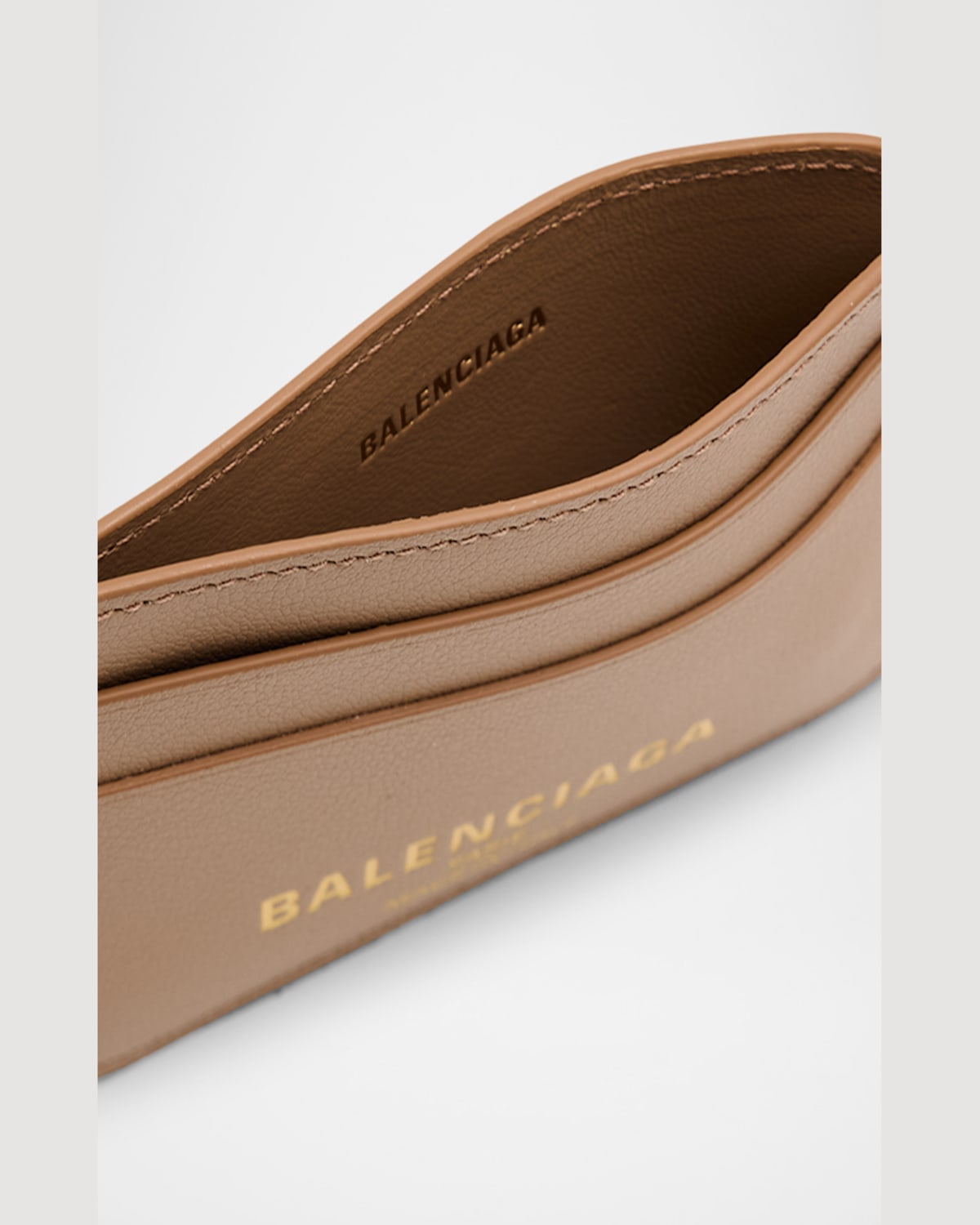 Balenciaga Cash 2.0 Leather Card Holder In 2621 Latte