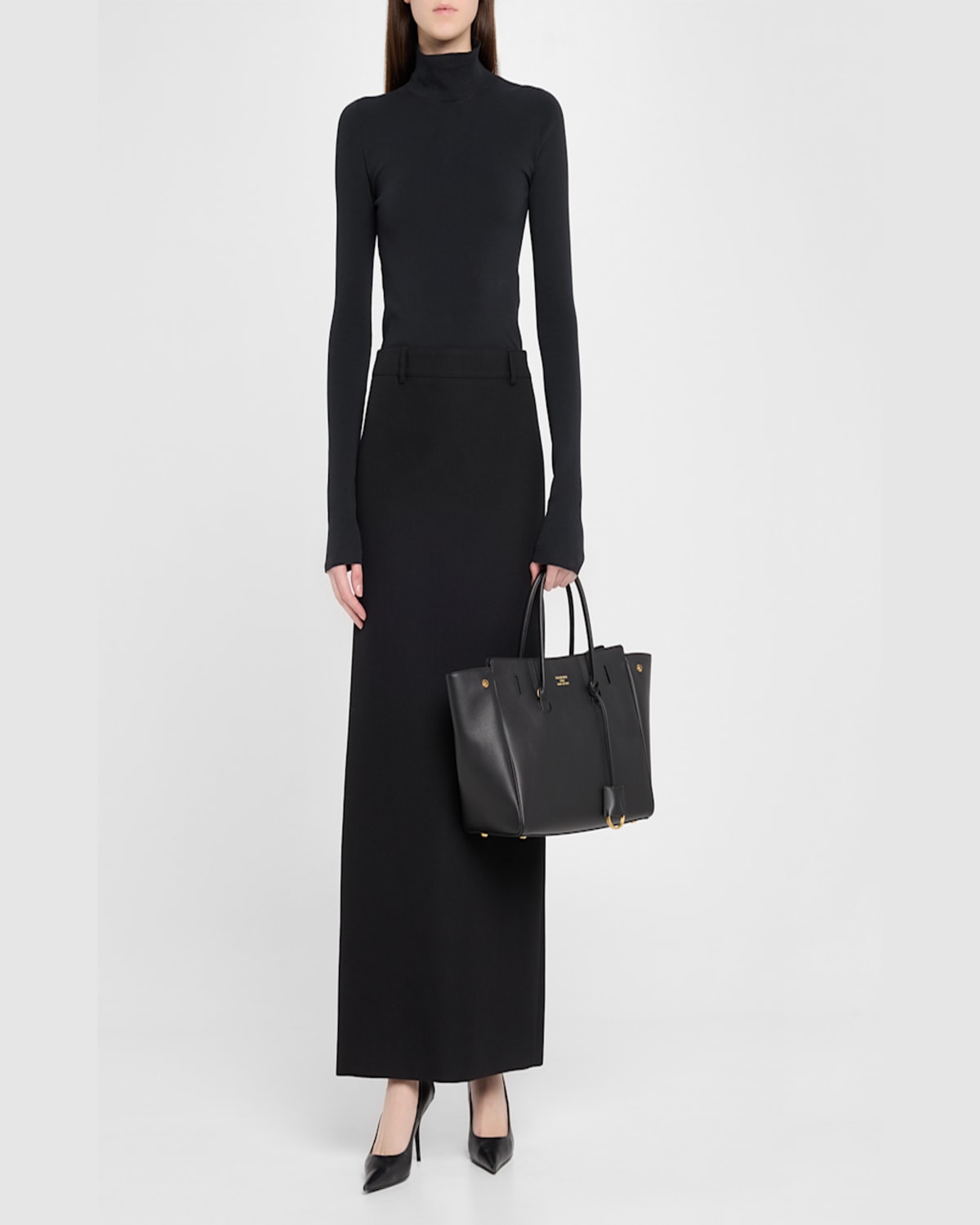 Balenciaga Women Black Leather Mini Carry All Hampton Shopping Bag In Black