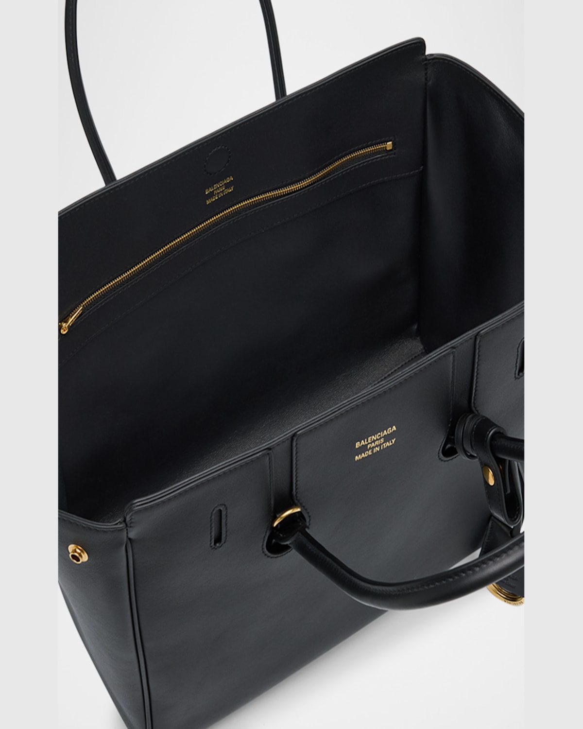 Balenciaga Women Black Leather Mini Carry All Hampton Shopping Bag In Black