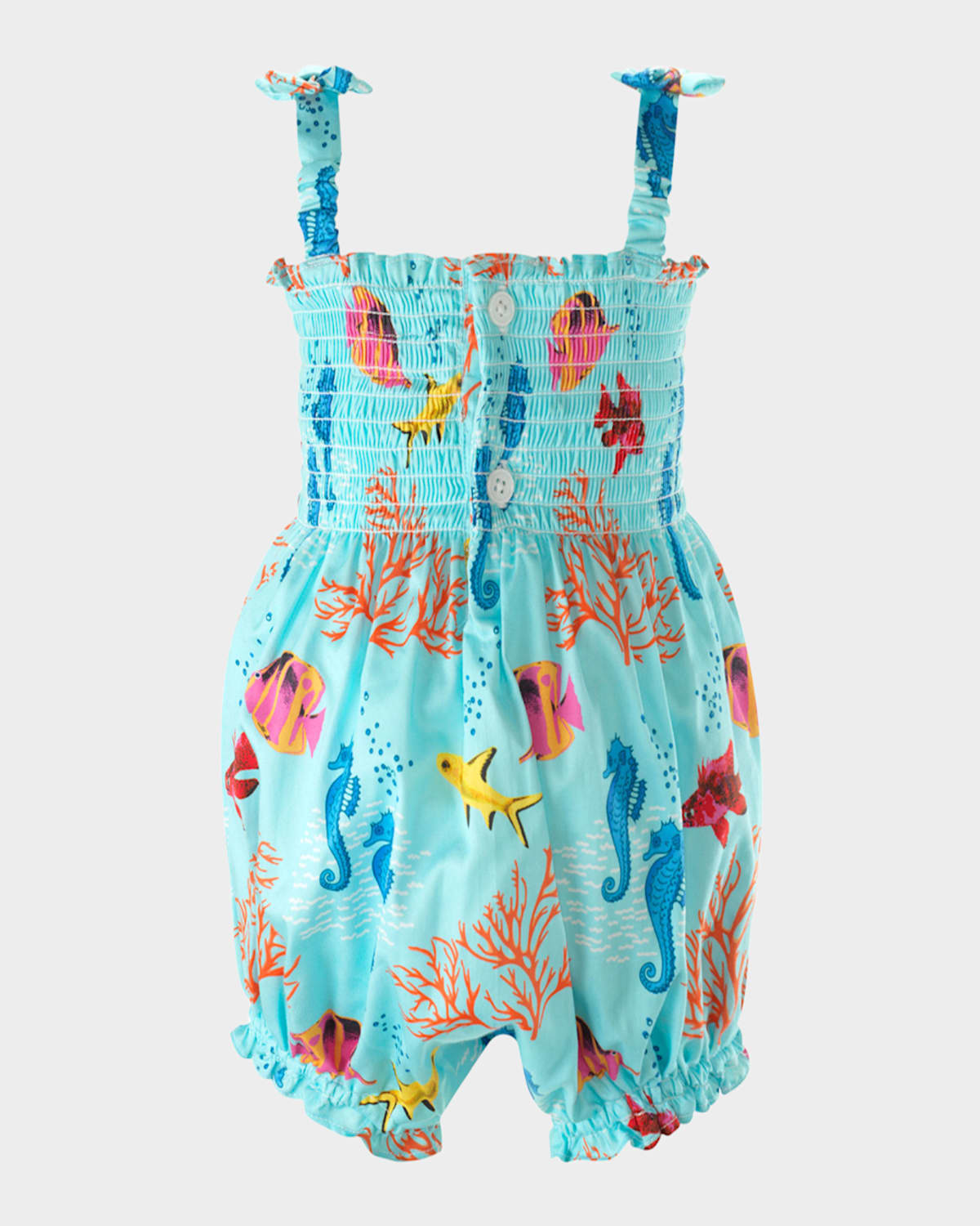 Rachel Riley Girl's Coral Reef Bubble Romper In Blue