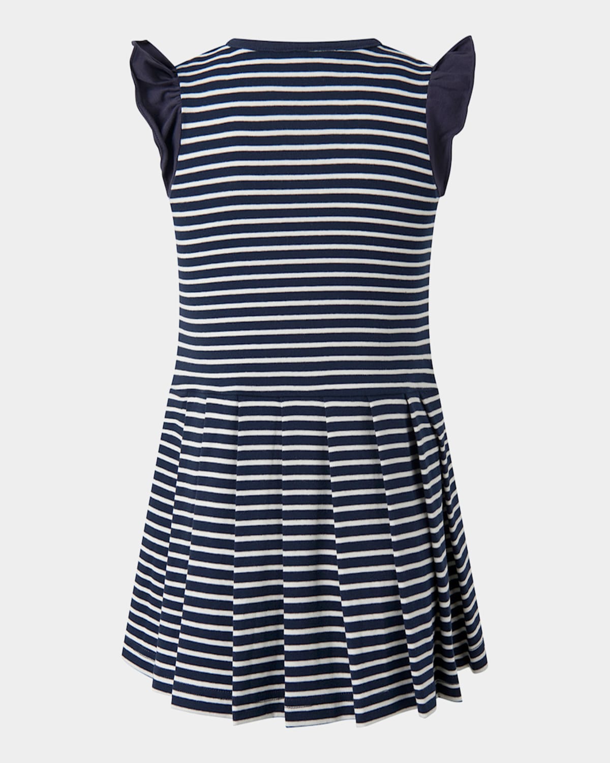 Rachel Riley Girl's Breton Striped Tennis Dress In Navy