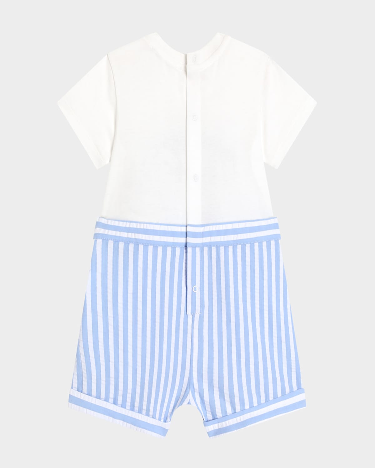 Dolce & Gabbana Boy's Seersucker Logo-print Overalls In Variante Abbinata