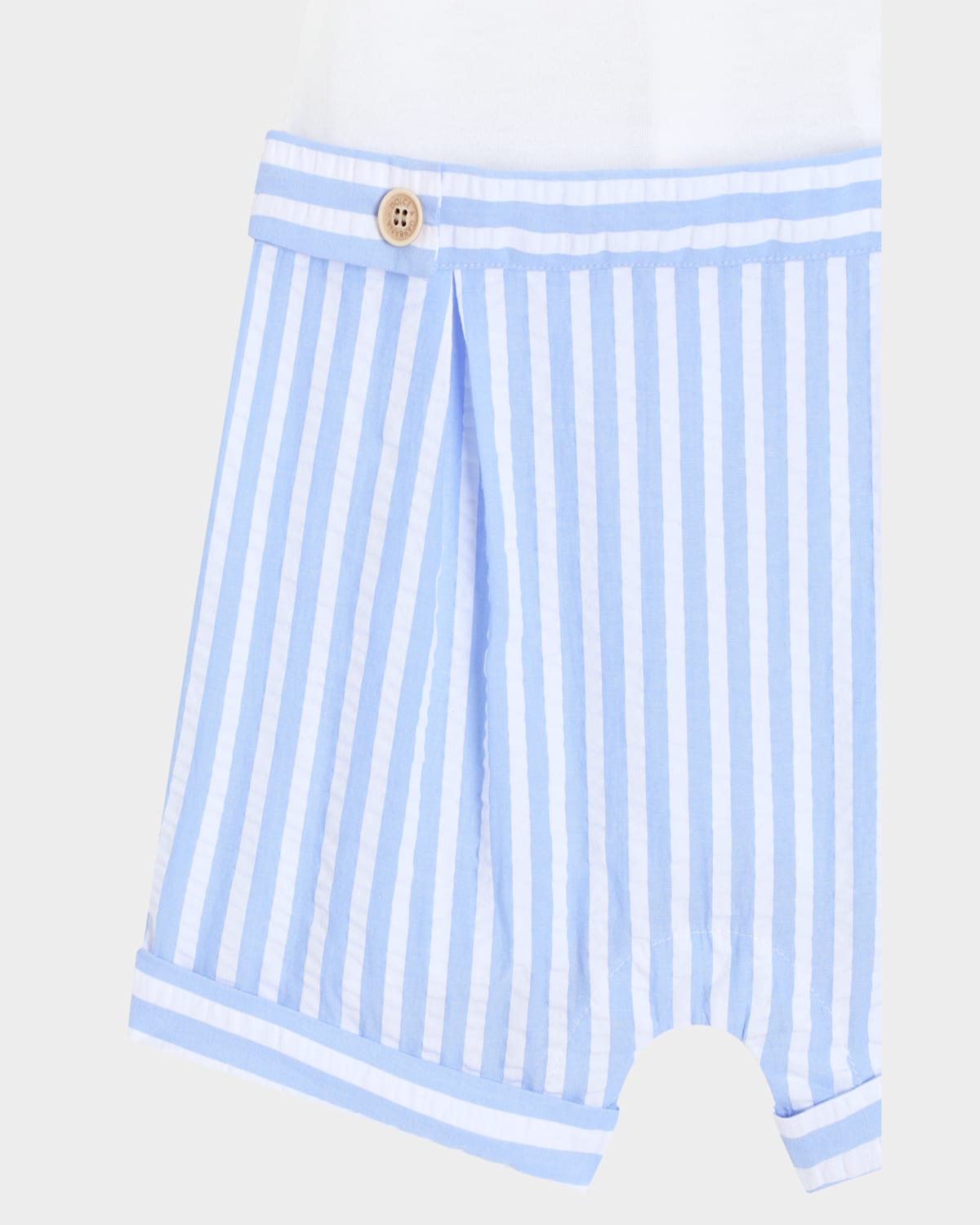 Dolce & Gabbana Boy's Seersucker Logo-print Overalls In Variante Abbinata