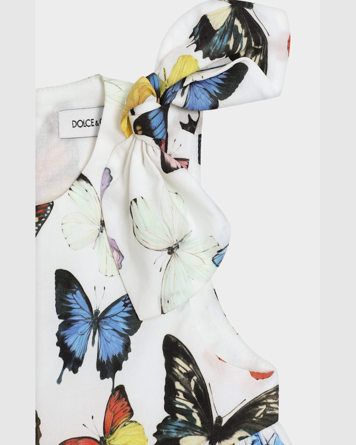 Dolce & Gabbana Girl's Butterfly-print Poplin Dress In Farfalle Borod Blu