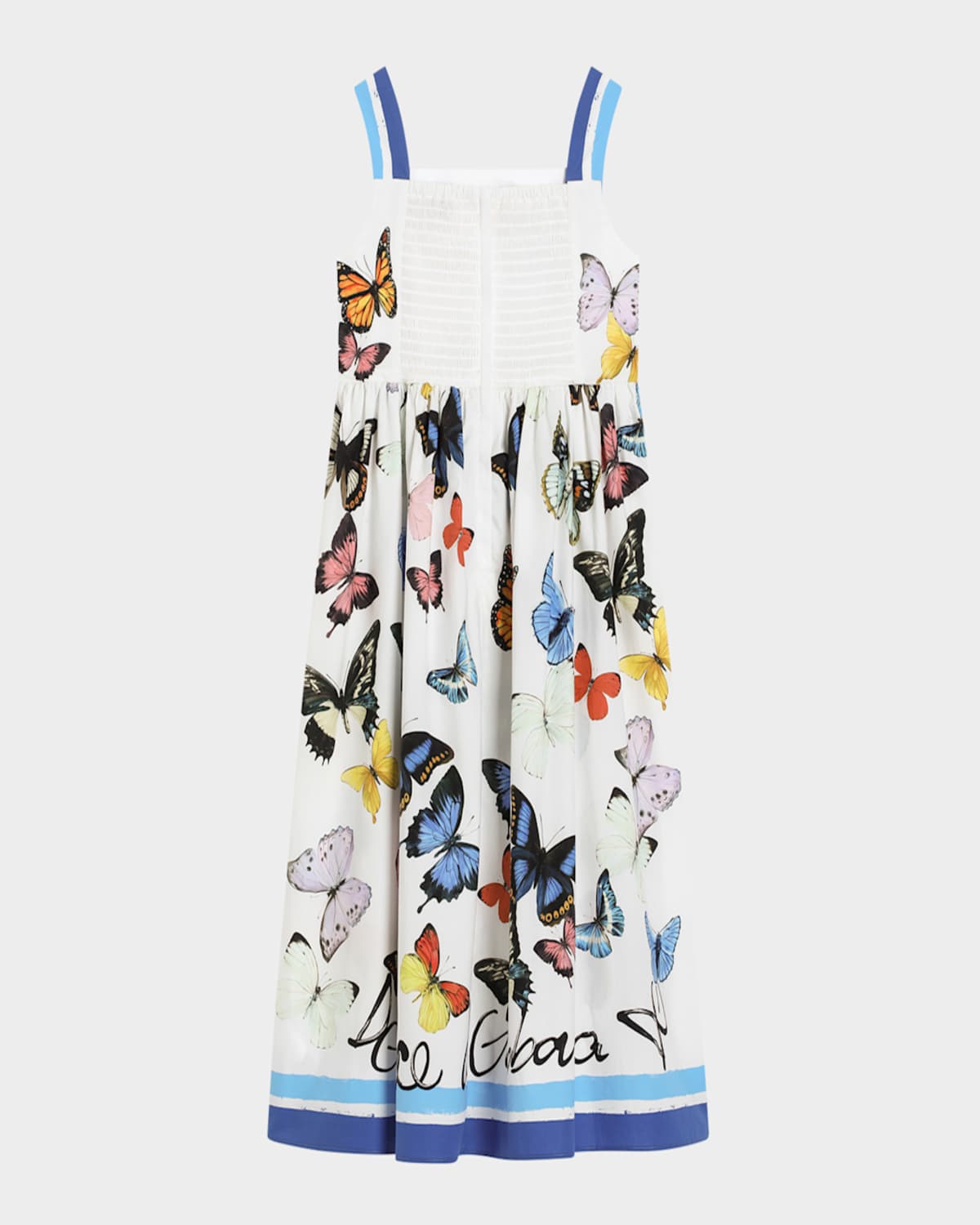 Dolce & Gabbana Poplin Dress With Butterfly Print In White Prnt
