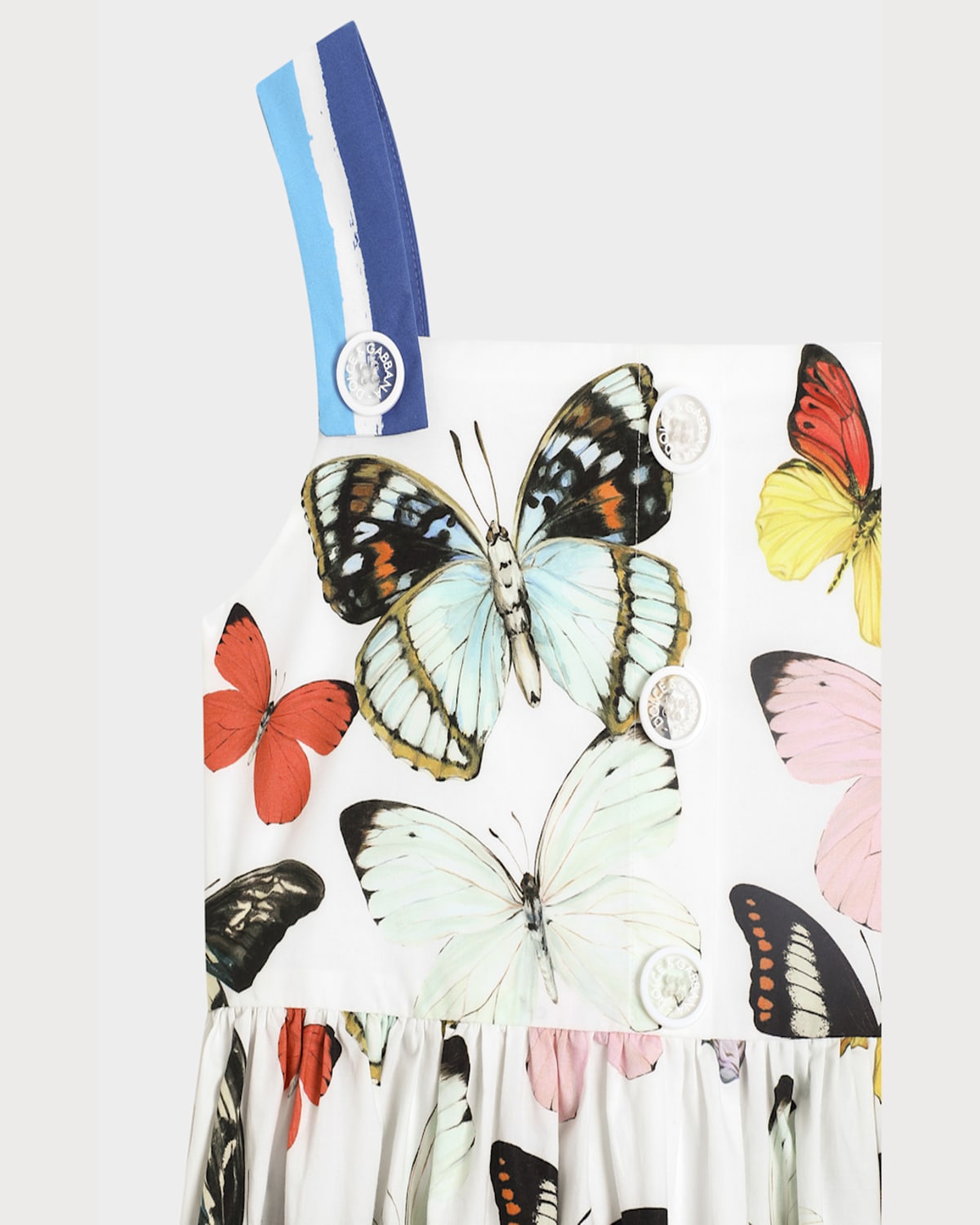 Dolce & Gabbana Poplin Dress With Butterfly Print In White Prnt