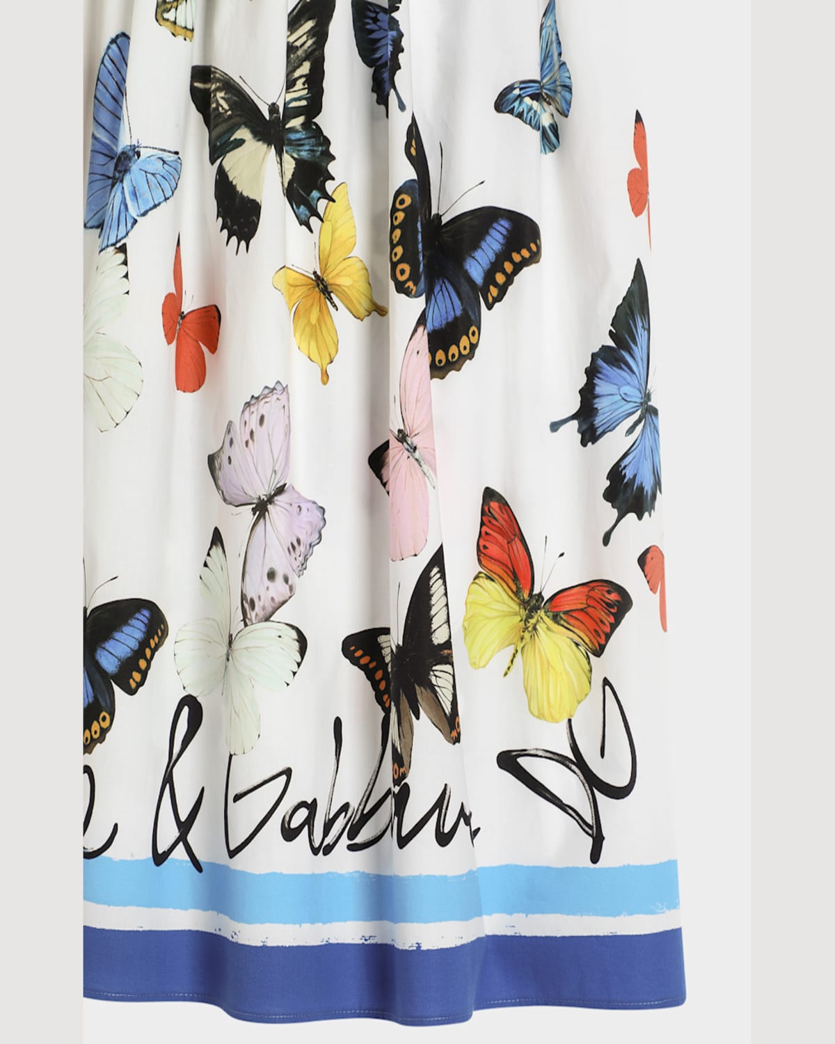 Dolce & Gabbana Poplin Dress With Butterfly Print In White Prnt