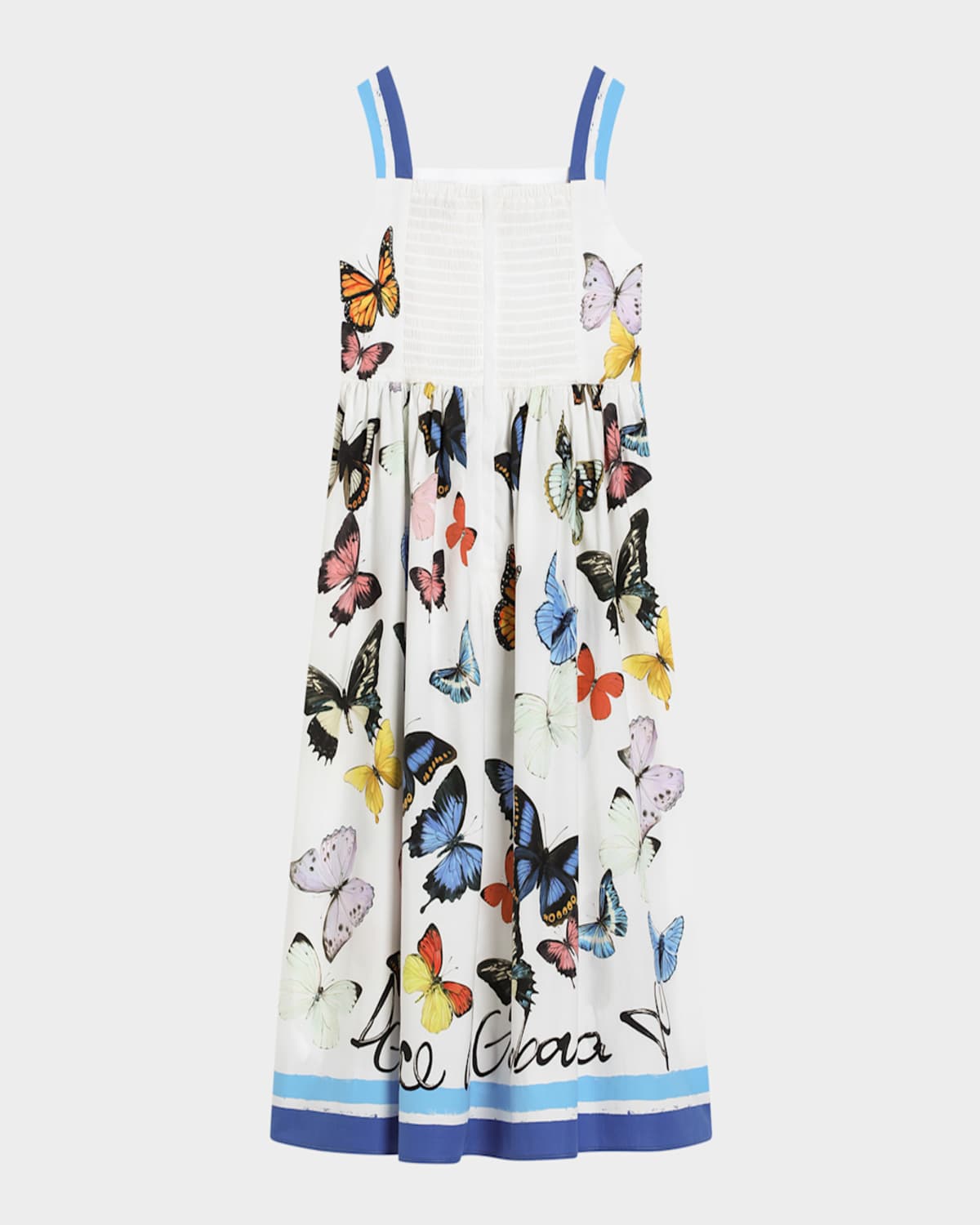 Dolce & Gabbana Poplin Dress With Butterfly Print In White Prnt