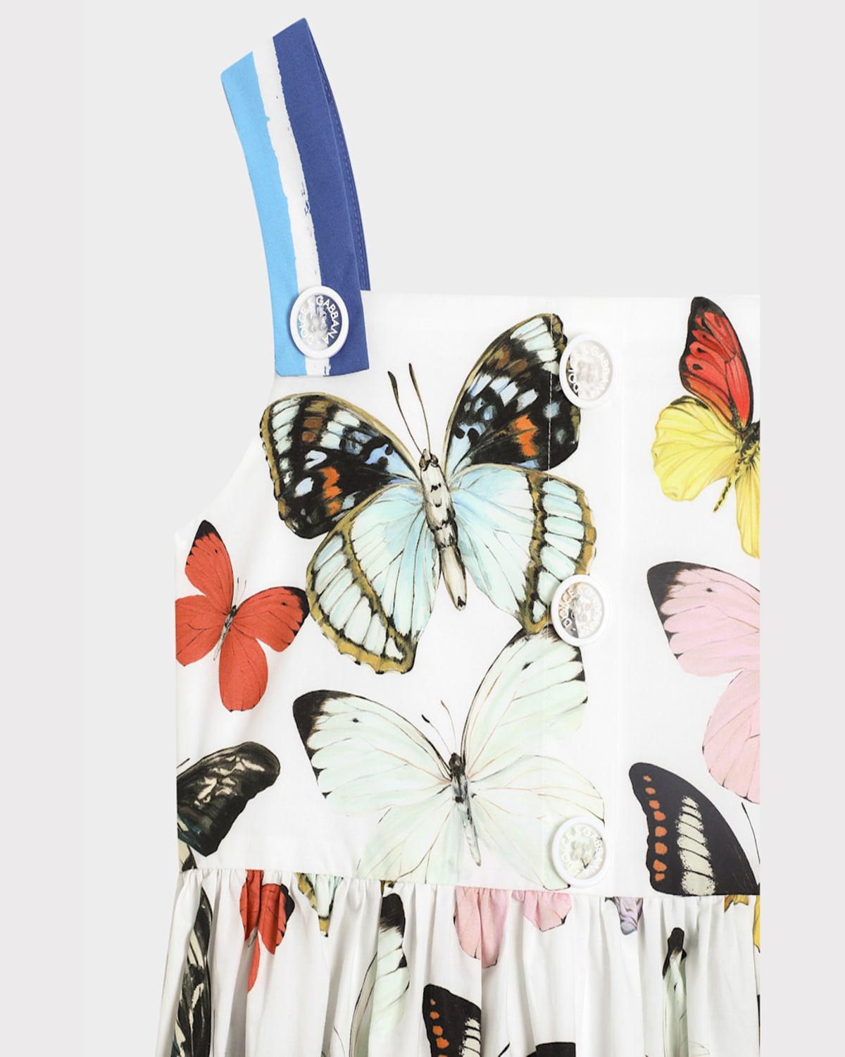 Dolce & Gabbana Poplin Dress With Butterfly Print In White Prnt