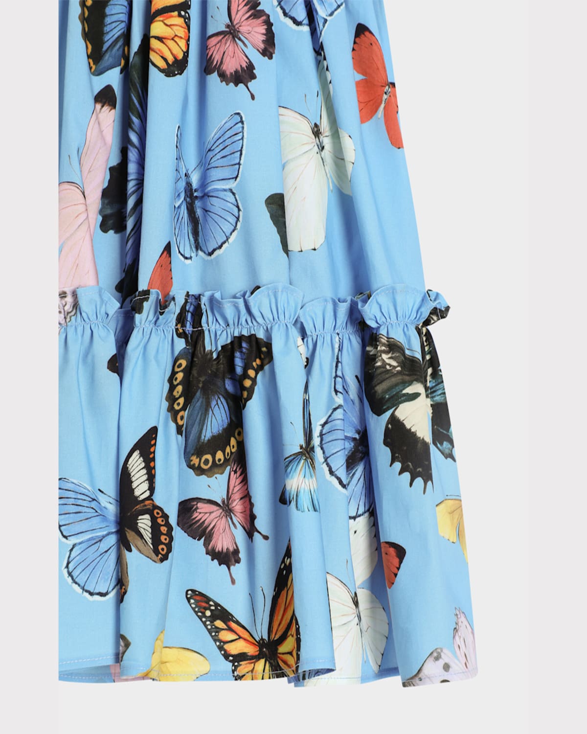 Dolce & Gabbana Girl's Flounced Butterfly-print Skirt In Ltblueprnt