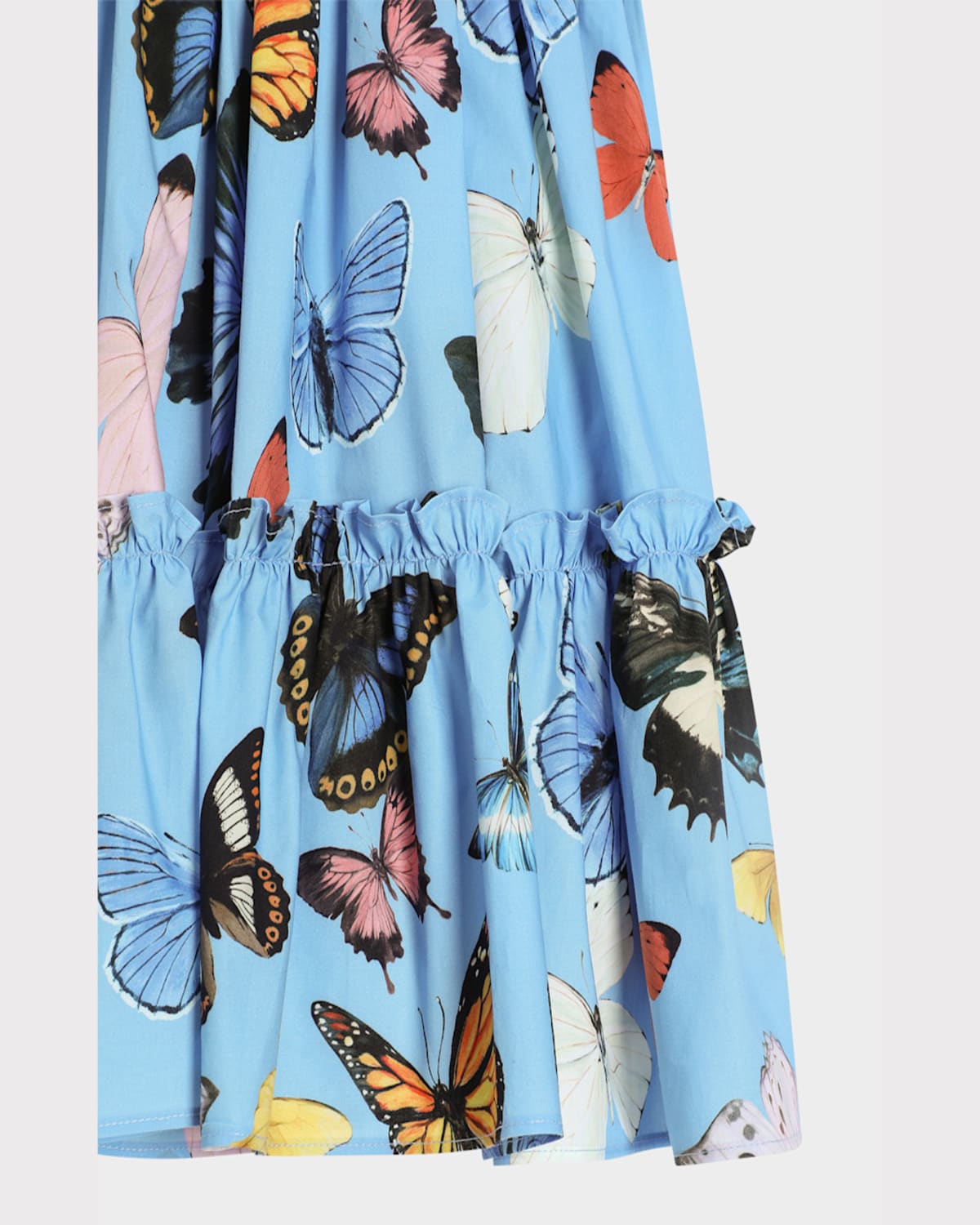 Dolce & Gabbana Girl's Flounced Butterfly-print Skirt In Ltblueprnt