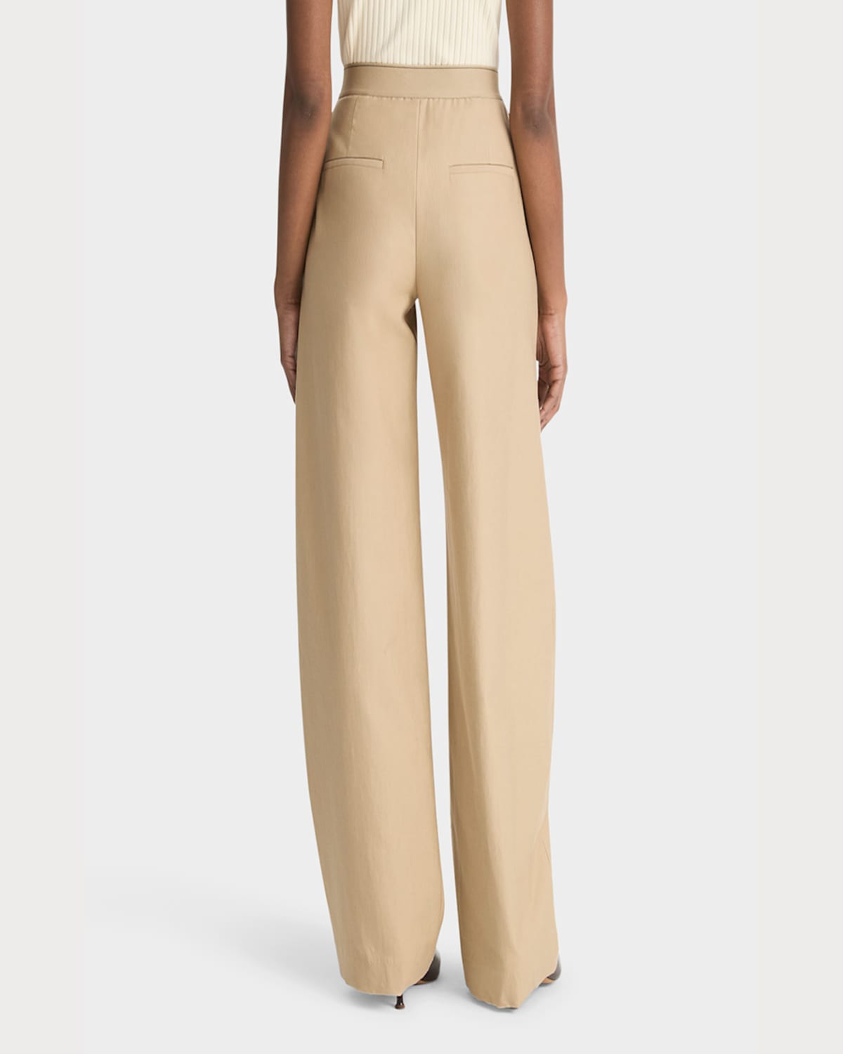Vince Mid-rise Pleated Wide-leg Pants In Dune Stone