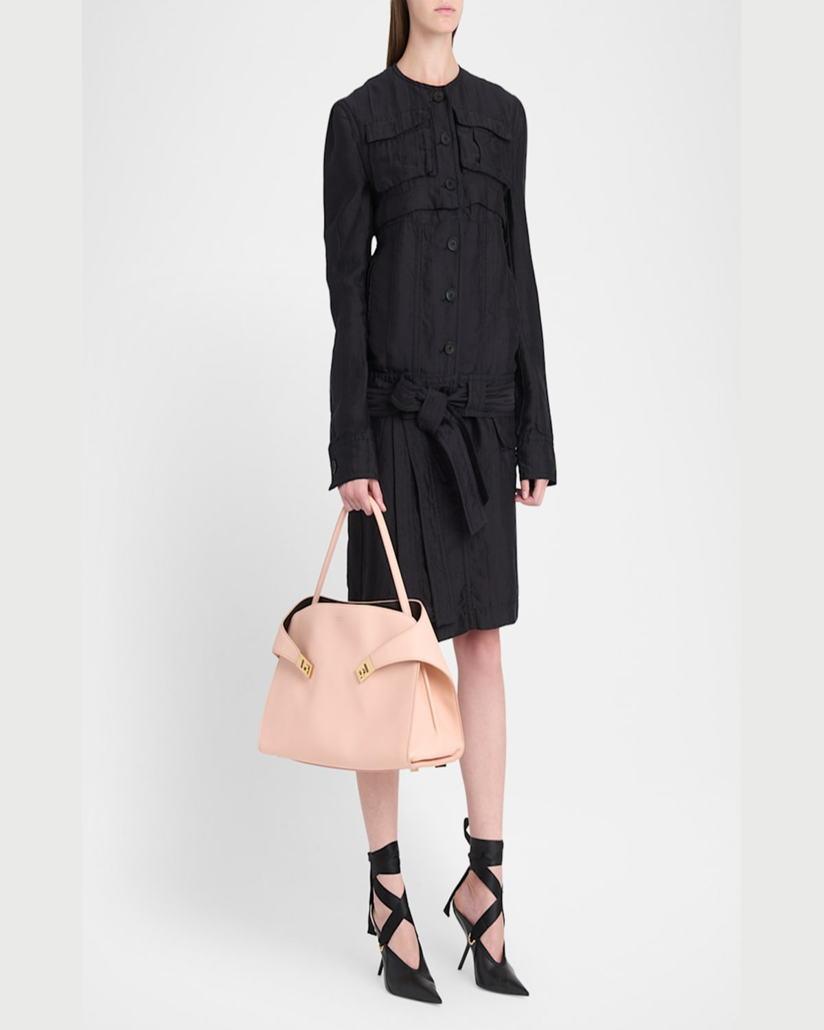 FERRAGAMO MEDIUM HUG SOFT LEATHER BICOLOR SHOULDER BAG 