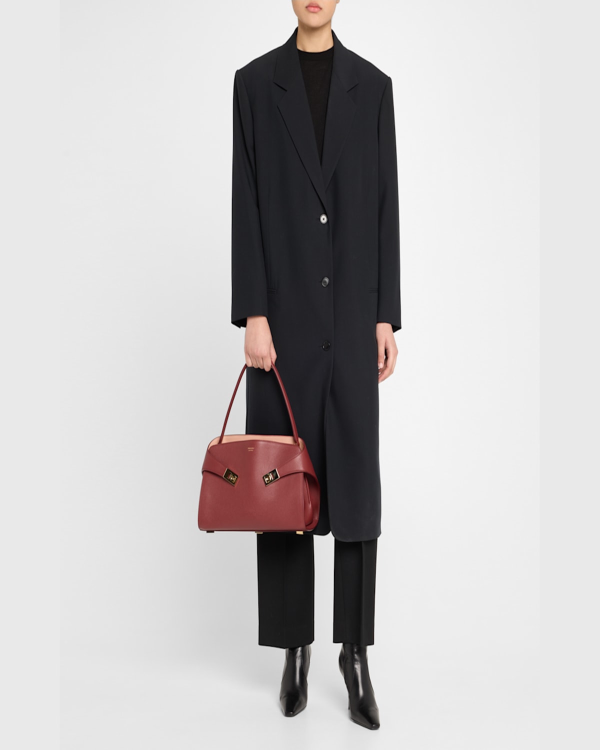 FERRAGAMO SMALL HUG SOFT LEATHER BICOLOR SHOULDER BAG 