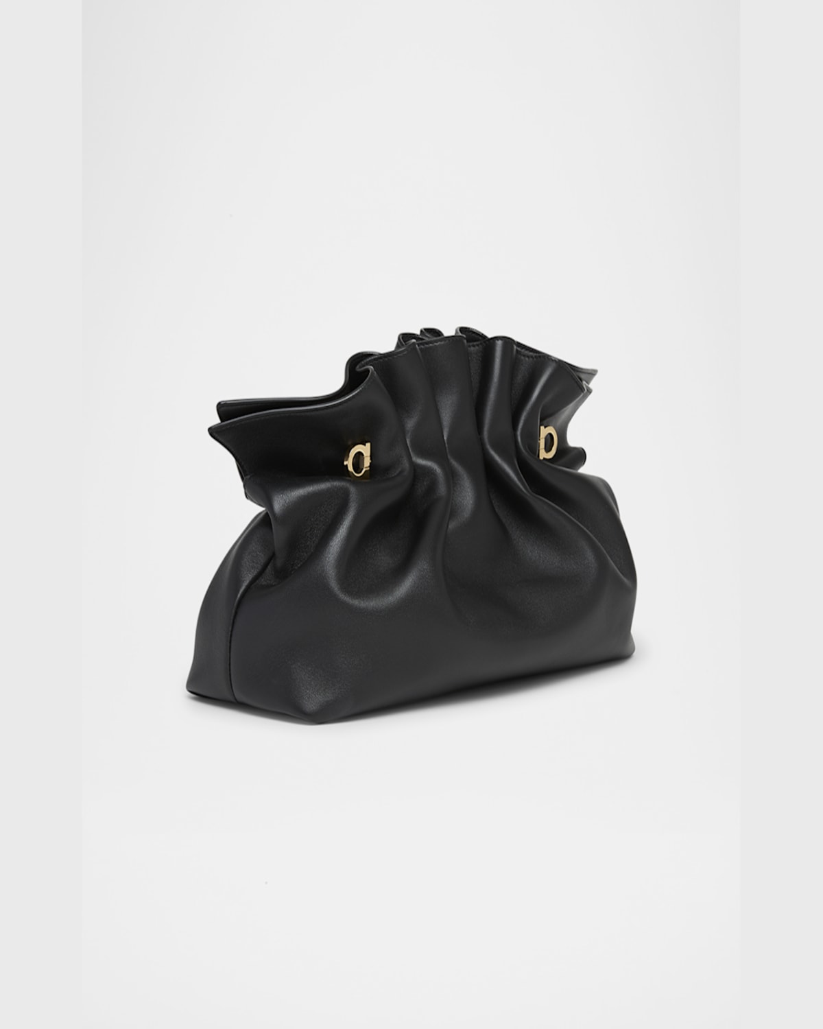 Shop Ferragamo Medium Gancio Piercing Shoulder Bag In Nero