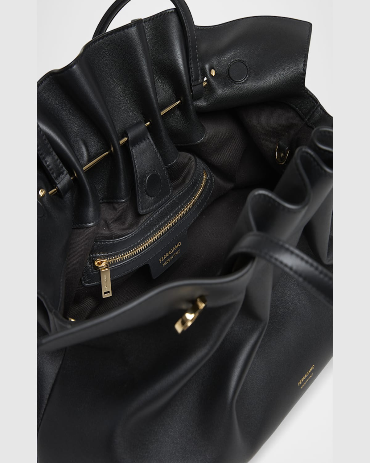 Shop Ferragamo Medium Gancio Piercing Shoulder Bag In Nero
